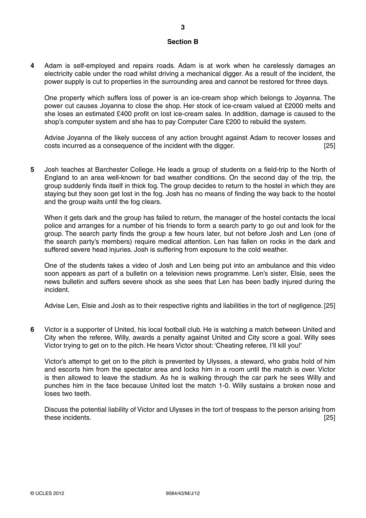 Cambridge A Level Law 9084 2012 May/June Paper 4 · Variant 3 question paper, page 3 of 4