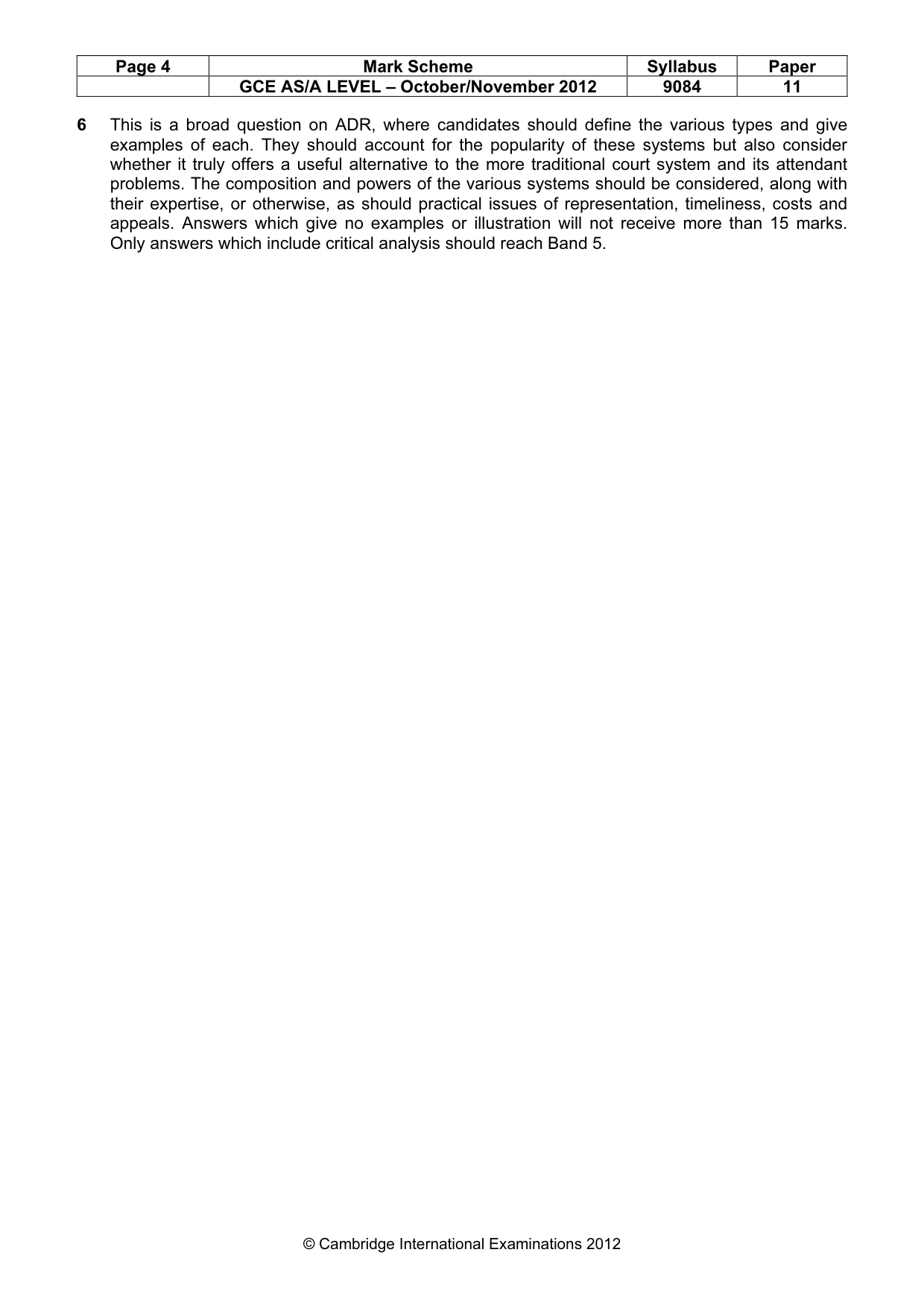 Mark scheme, page 4 of 4