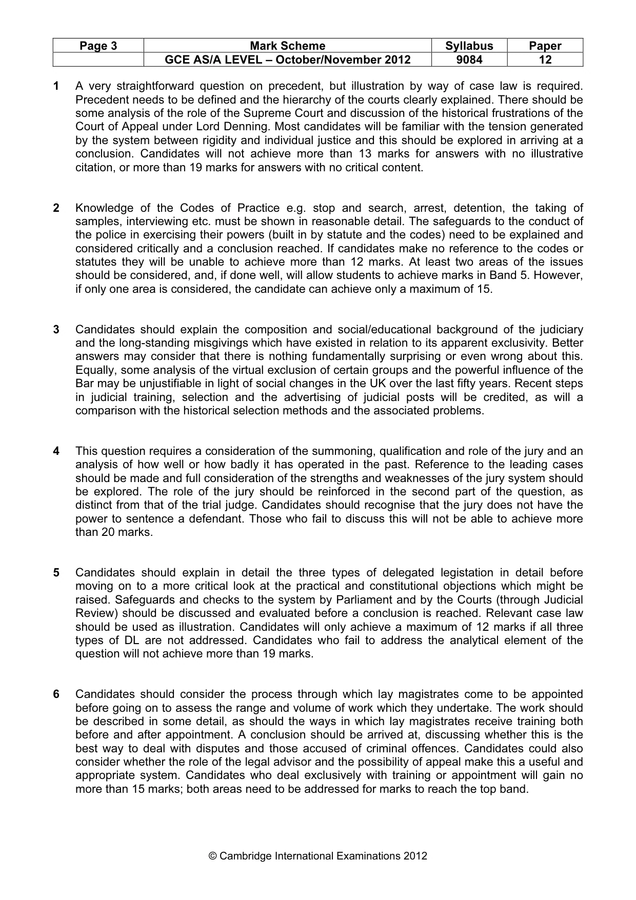 Mark scheme, page 3 of 3