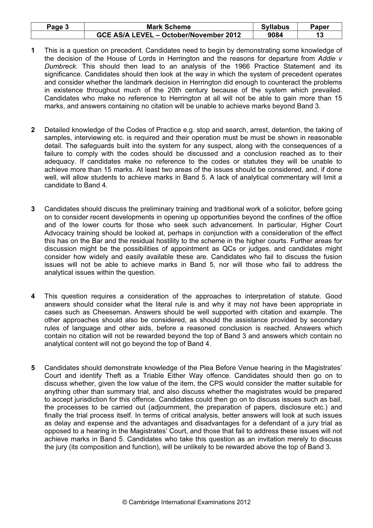 Mark scheme, page 3 of 4