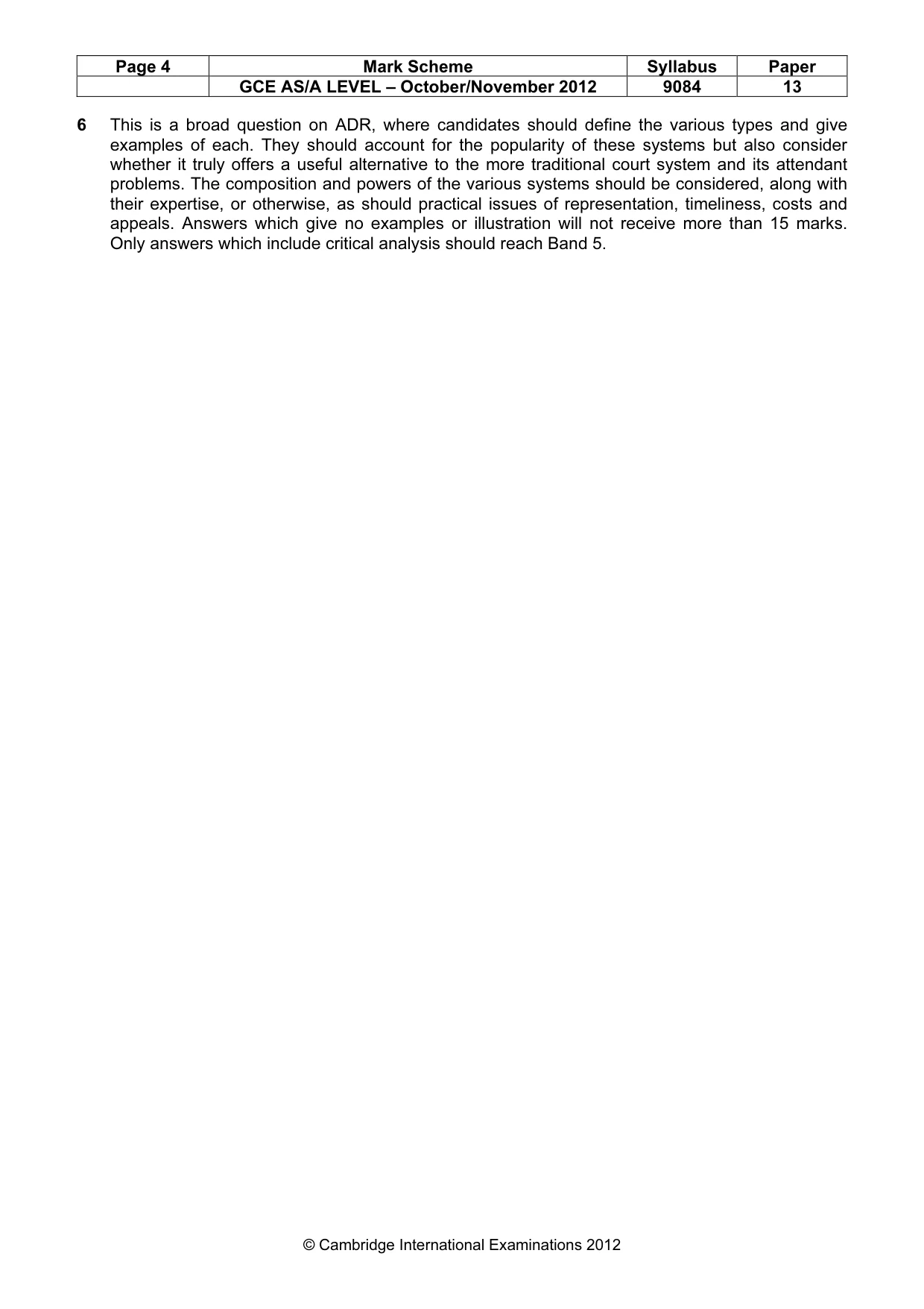 Mark scheme, page 4 of 4