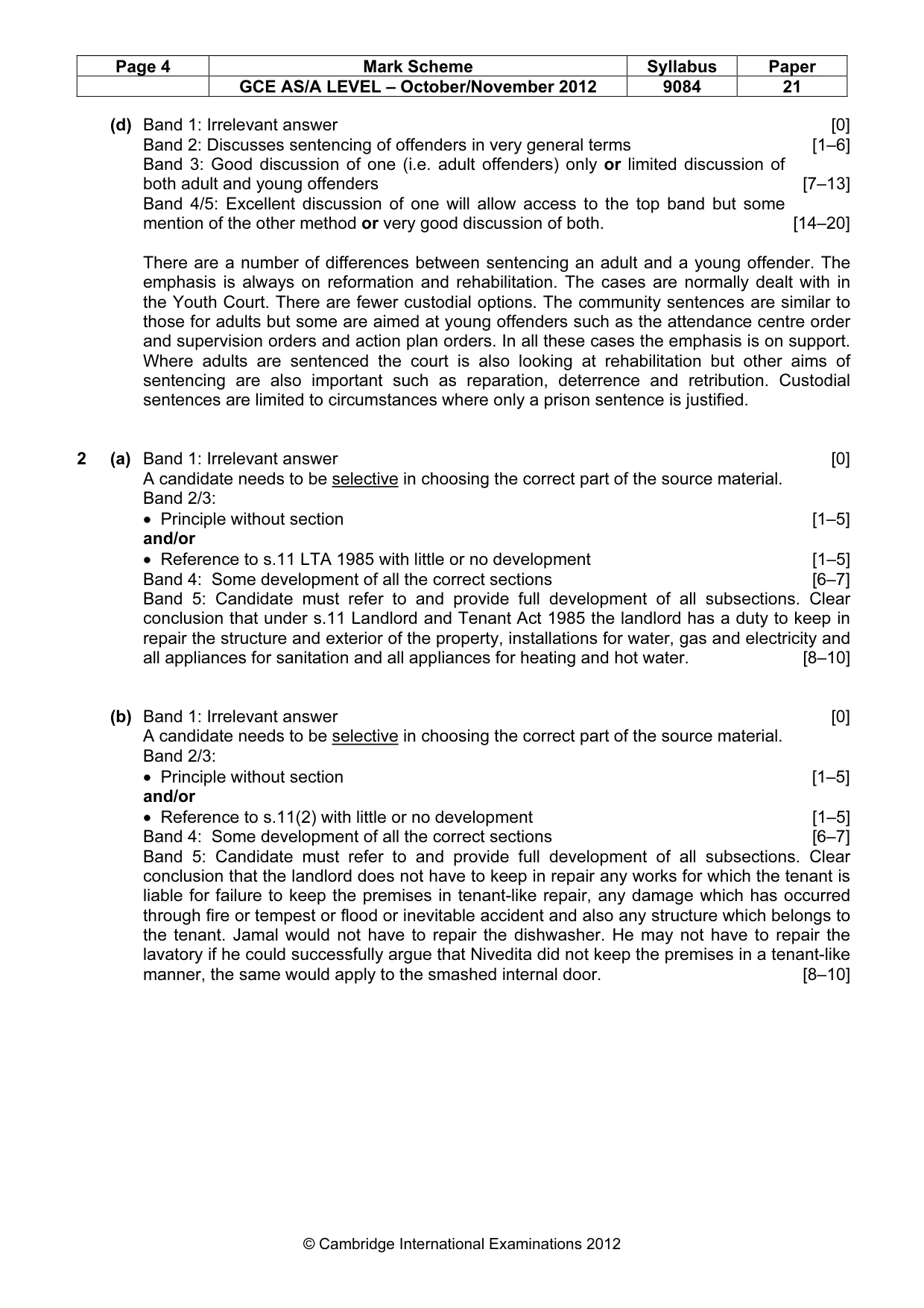 Mark scheme, page 4 of 5