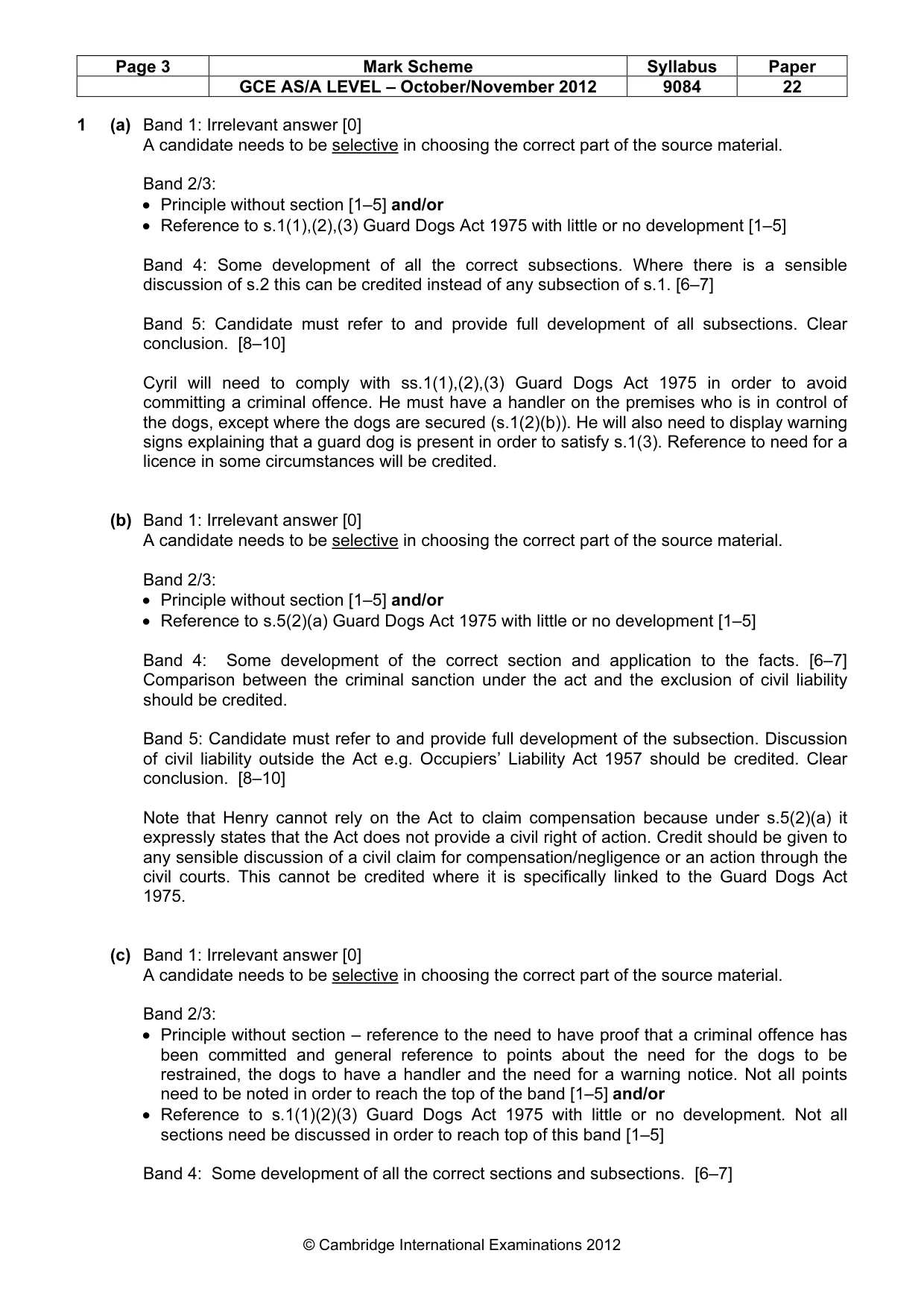 Mark scheme, page 3 of 6