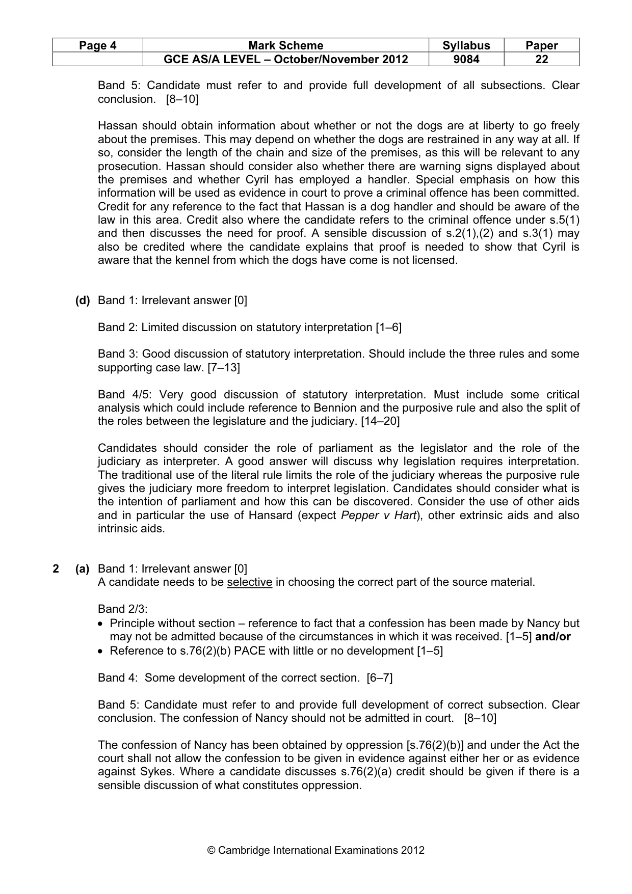 Mark scheme, page 4 of 6