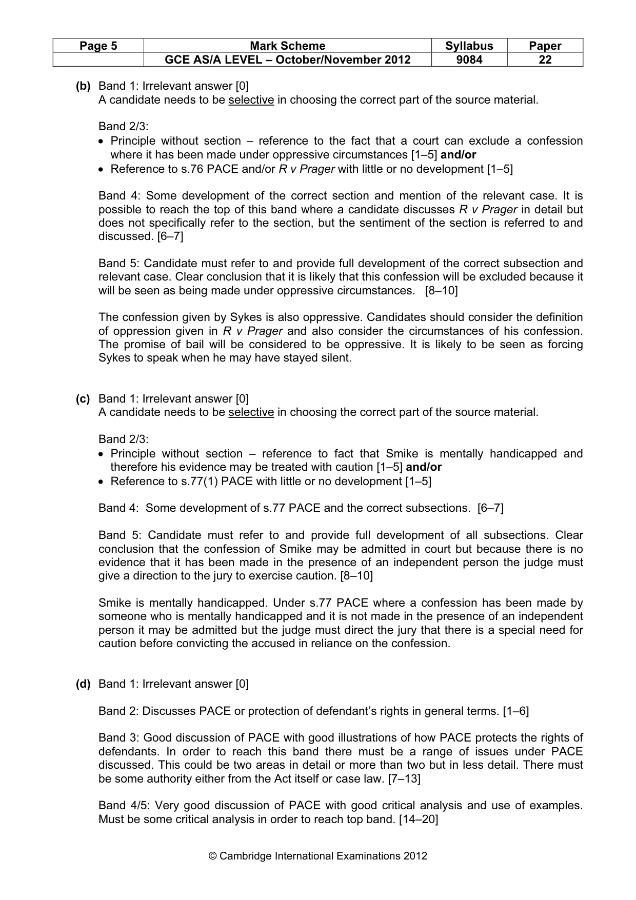 Mark scheme, page 5 of 6