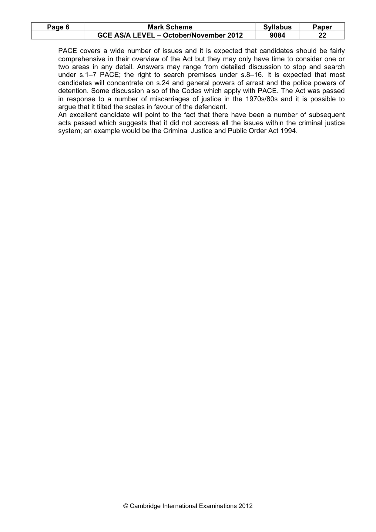 Mark scheme, page 6 of 6