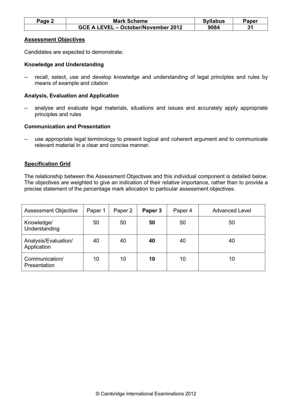 Mark scheme, page 2 of 7