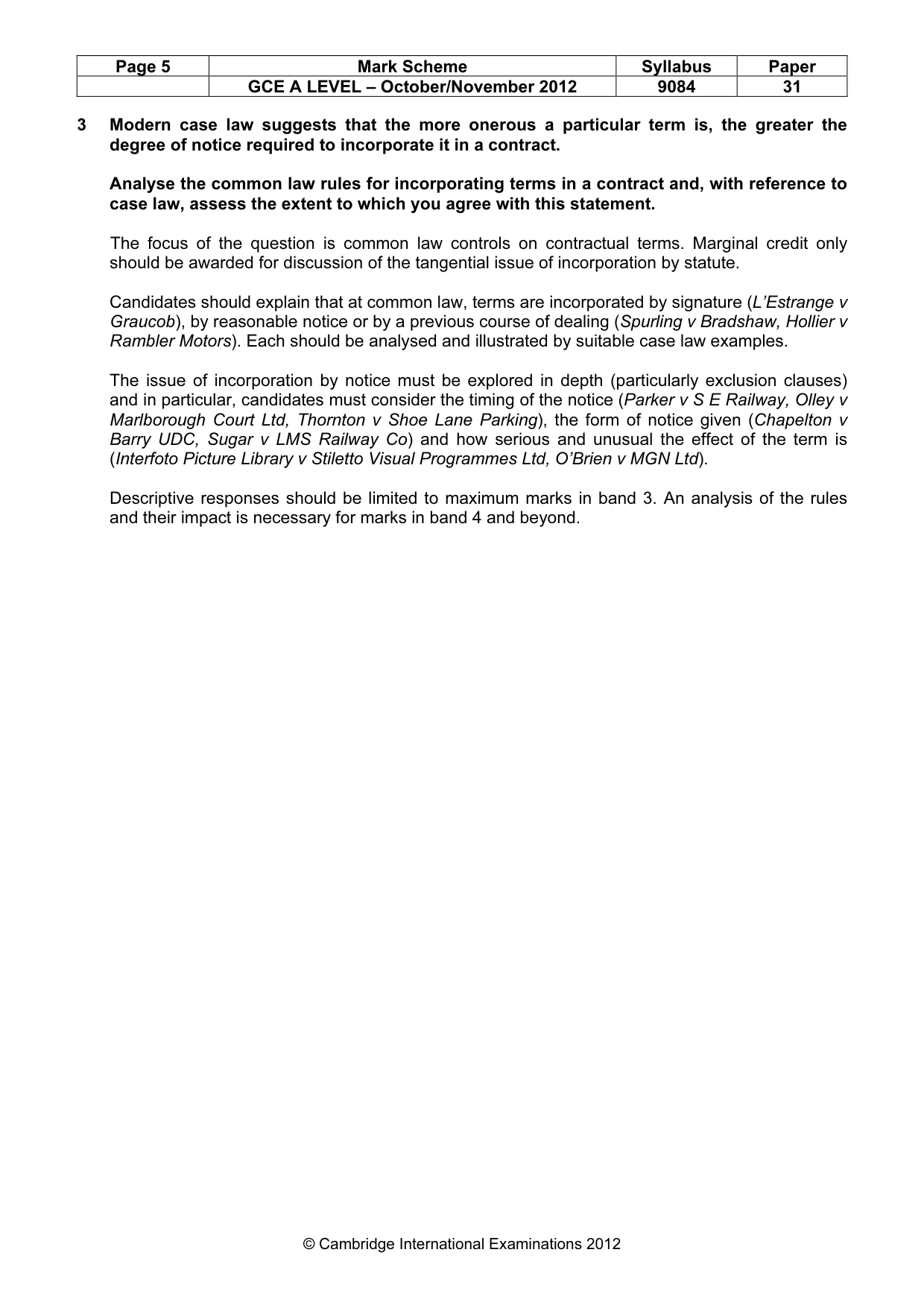 Mark scheme, page 5 of 7