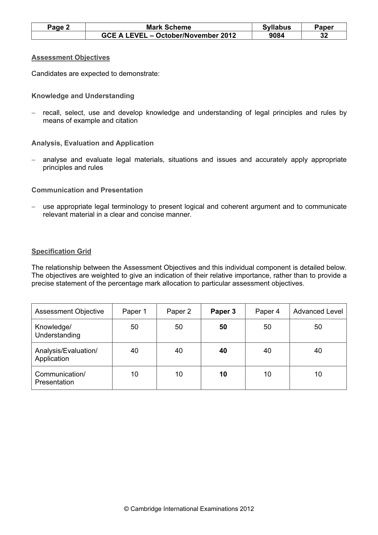 Mark scheme, page 2 of 7