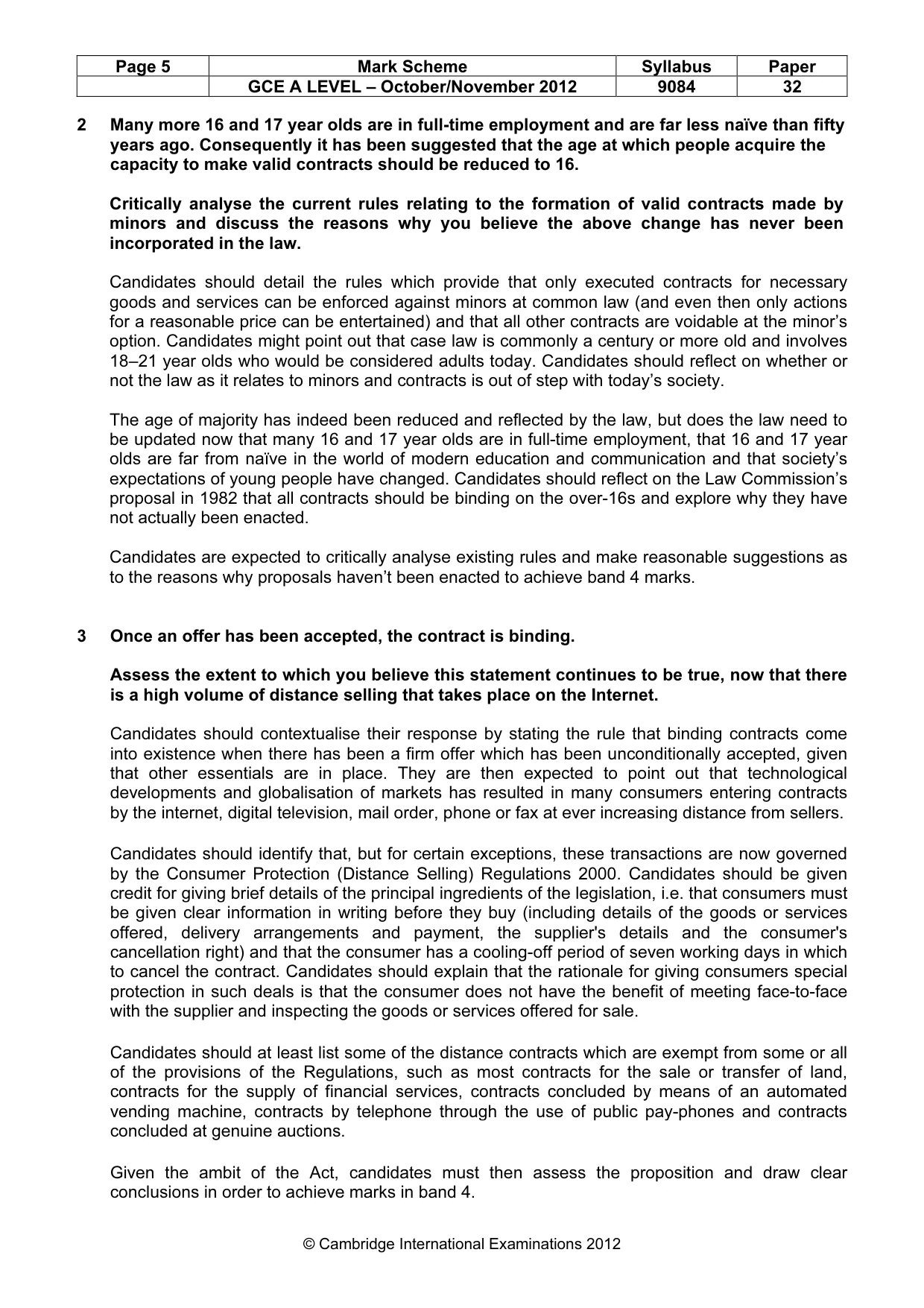 Mark scheme, page 5 of 7