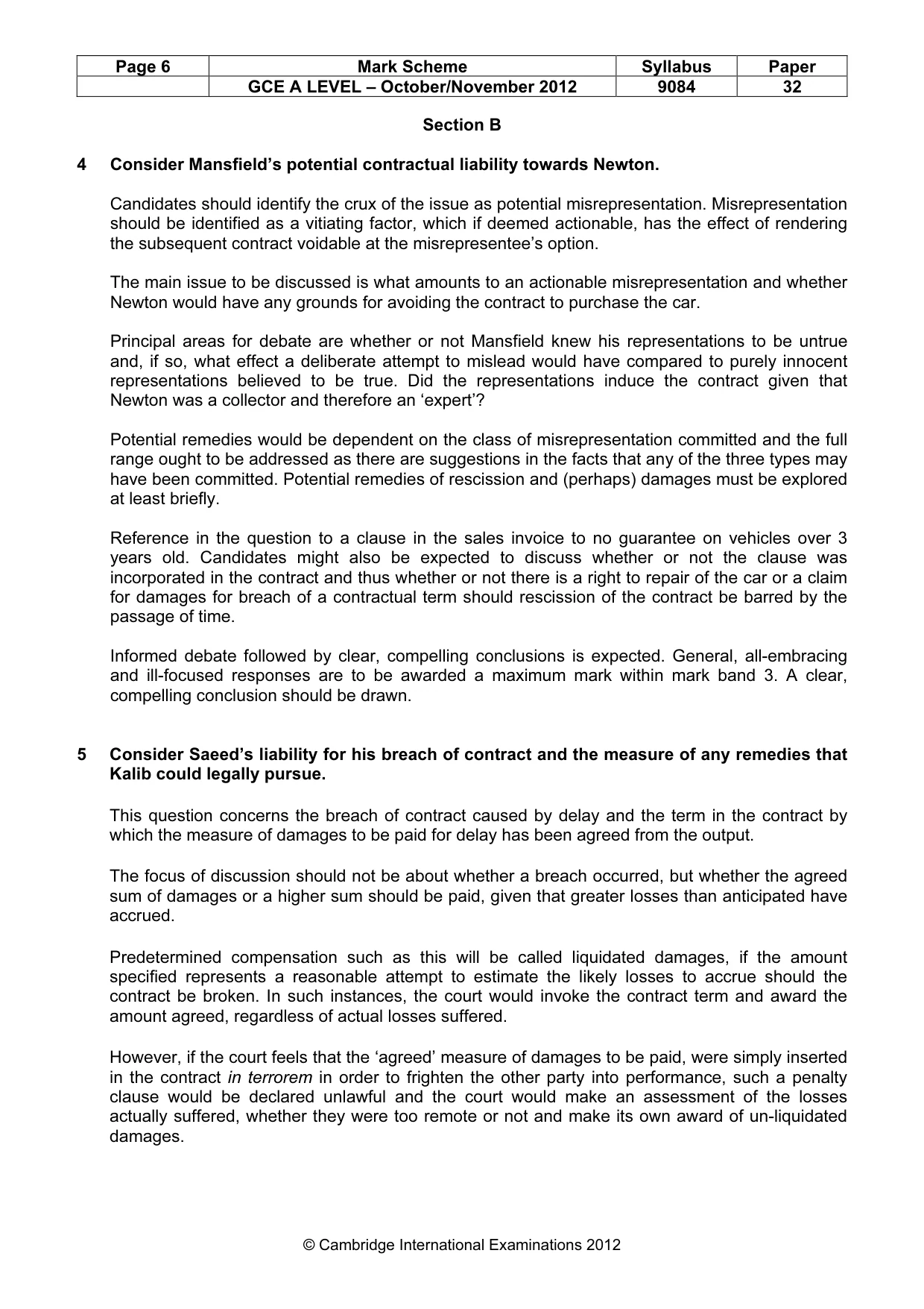 Mark scheme, page 6 of 7