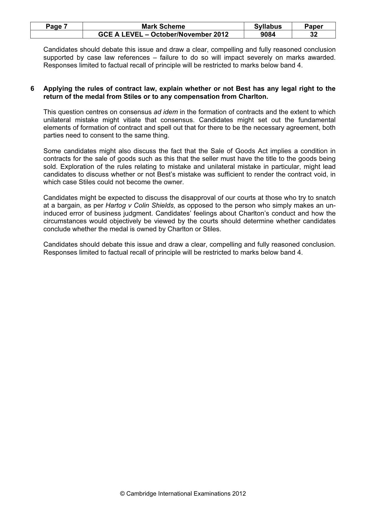 Mark scheme, page 7 of 7