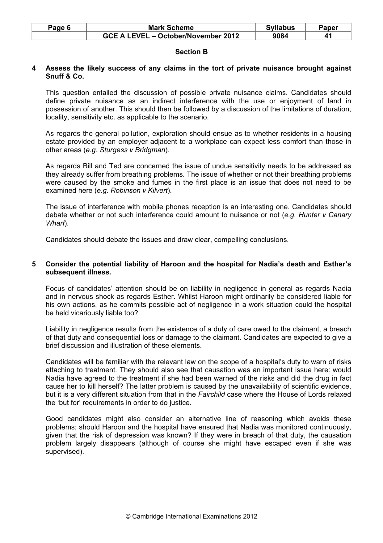 Mark scheme, page 6 of 7