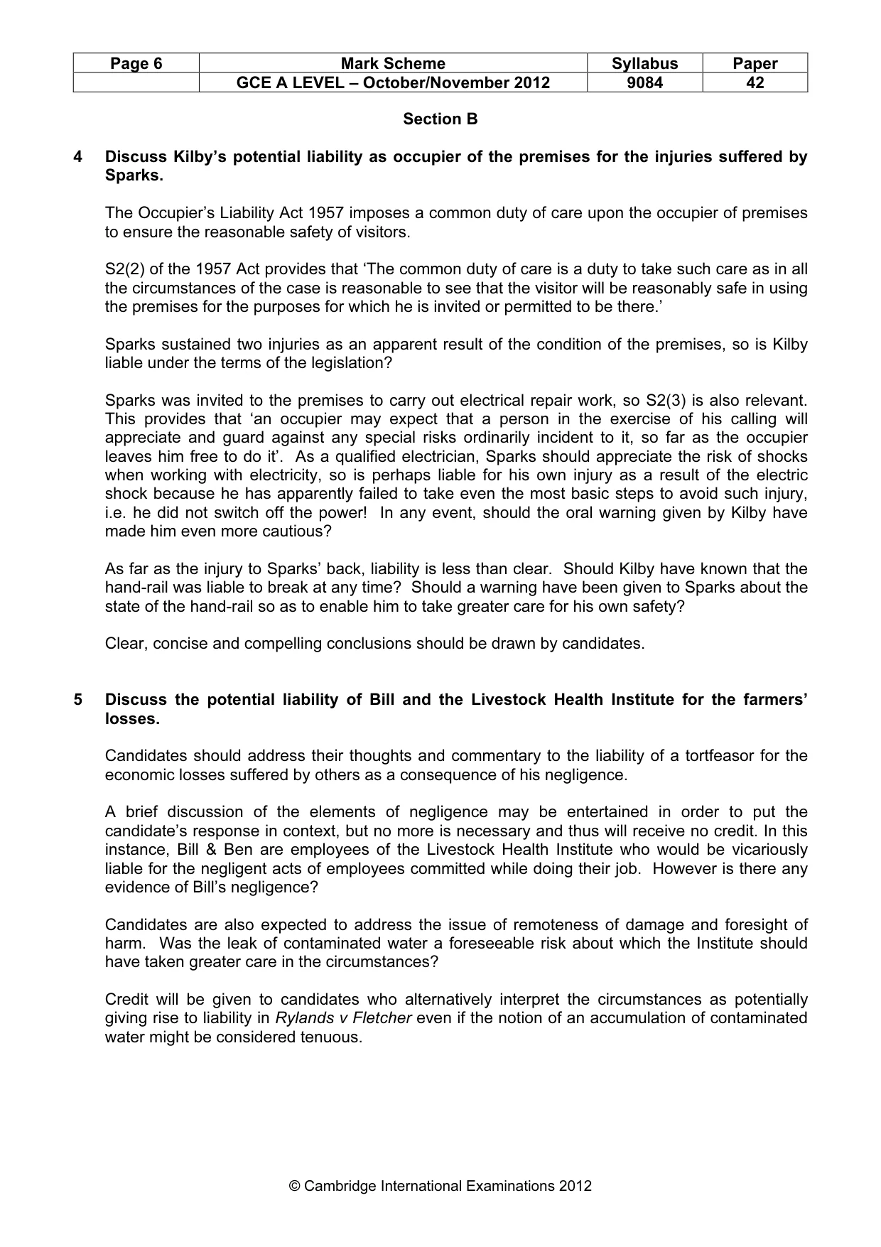 Mark scheme, page 6 of 7