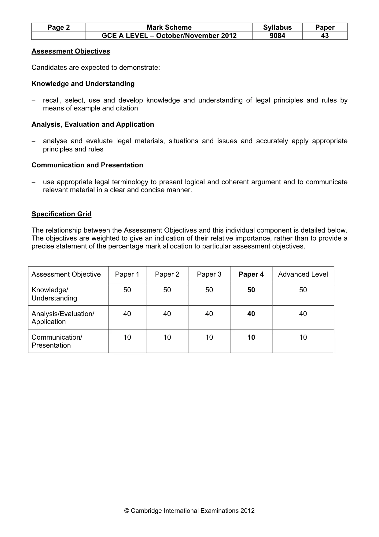 Mark scheme, page 2 of 7