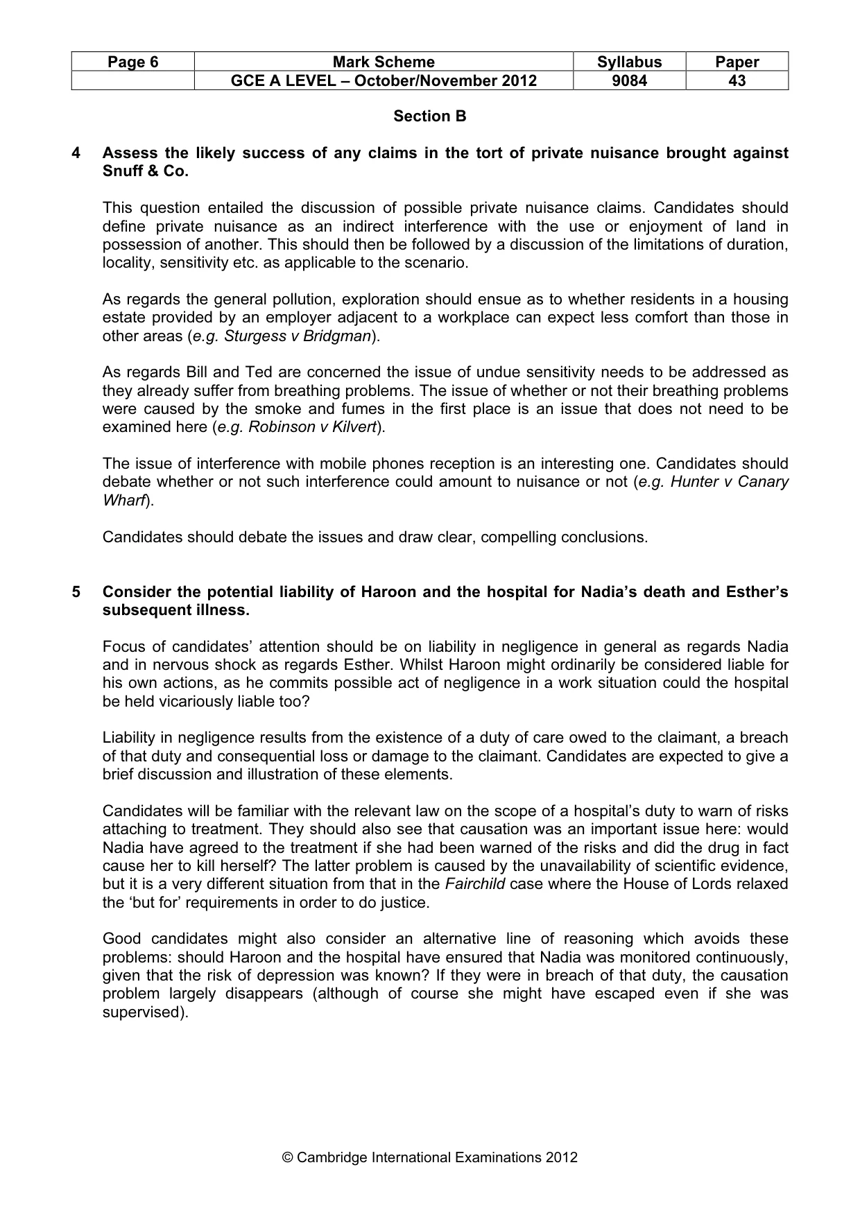 Mark scheme, page 6 of 7