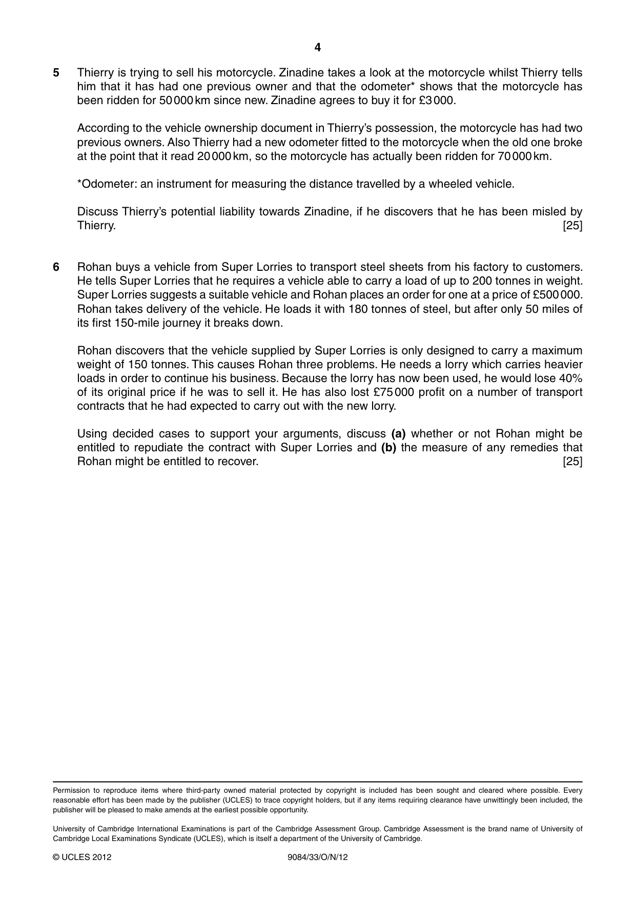 Cambridge A Level Law 9084 2012 Oct/Nov Paper 3 · Variant 3 question paper, page 4 of 4