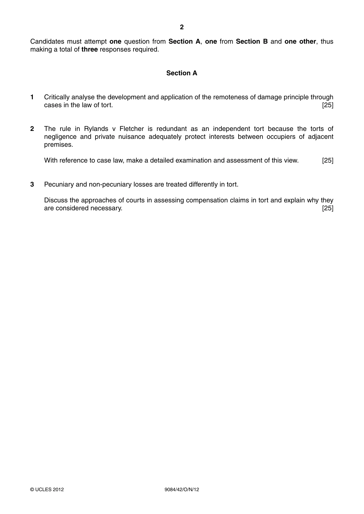 Cambridge A Level Law 9084 2012 Oct/Nov Paper 4 · Variant 2 question paper, page 2 of 4