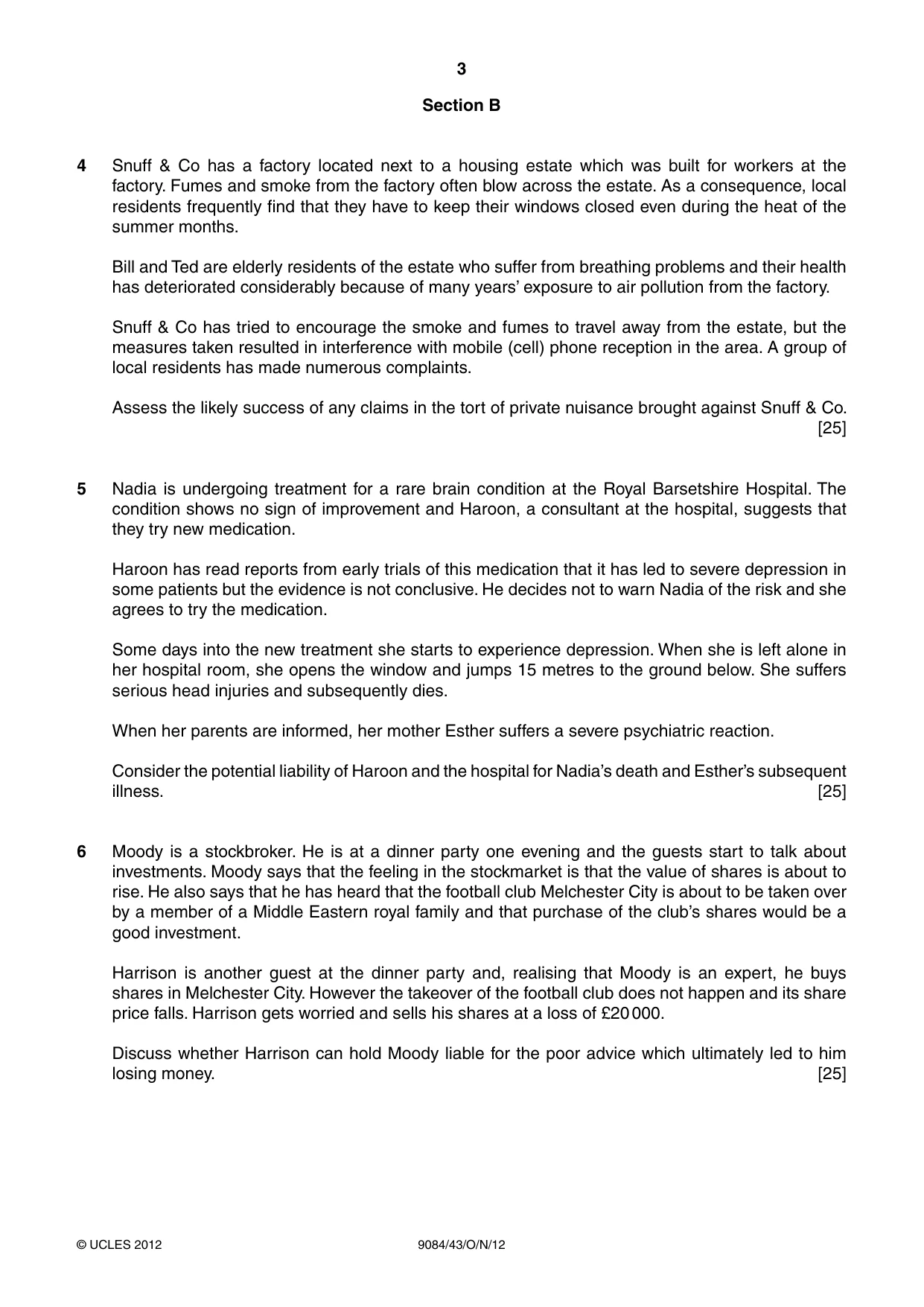Cambridge A Level Law 9084 2012 Oct/Nov Paper 4 · Variant 3 question paper, page 3 of 4