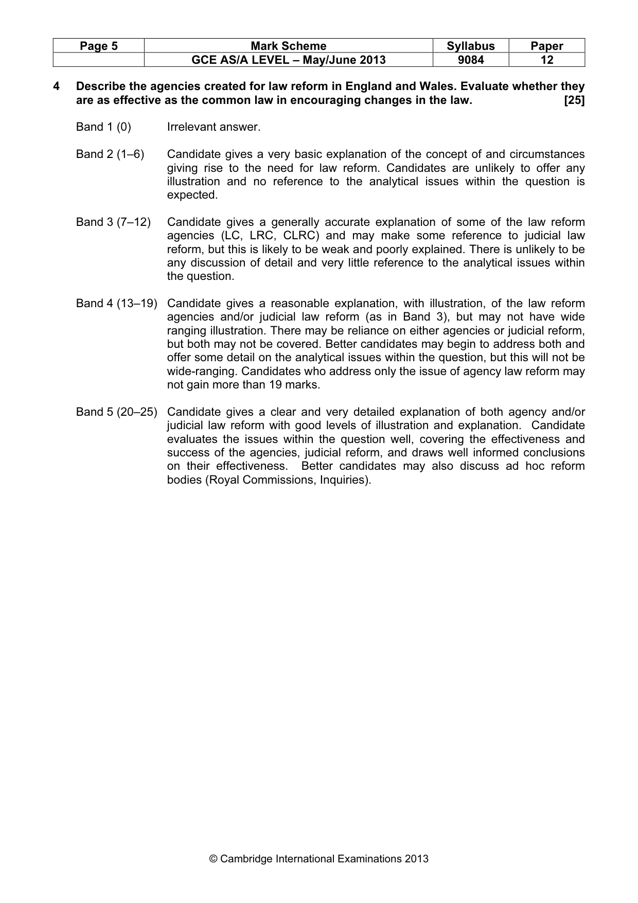 Mark scheme, page 5 of 7