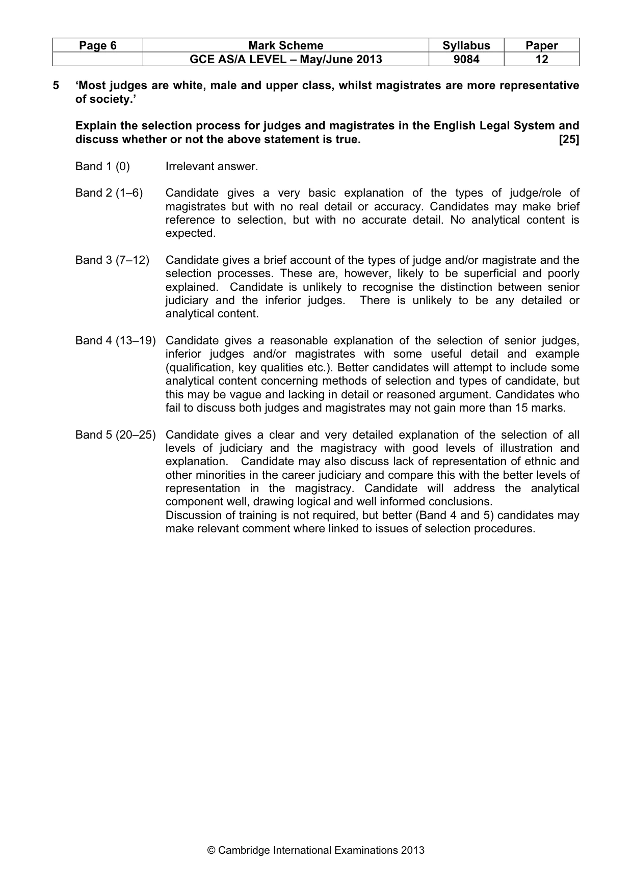 Mark scheme, page 6 of 7