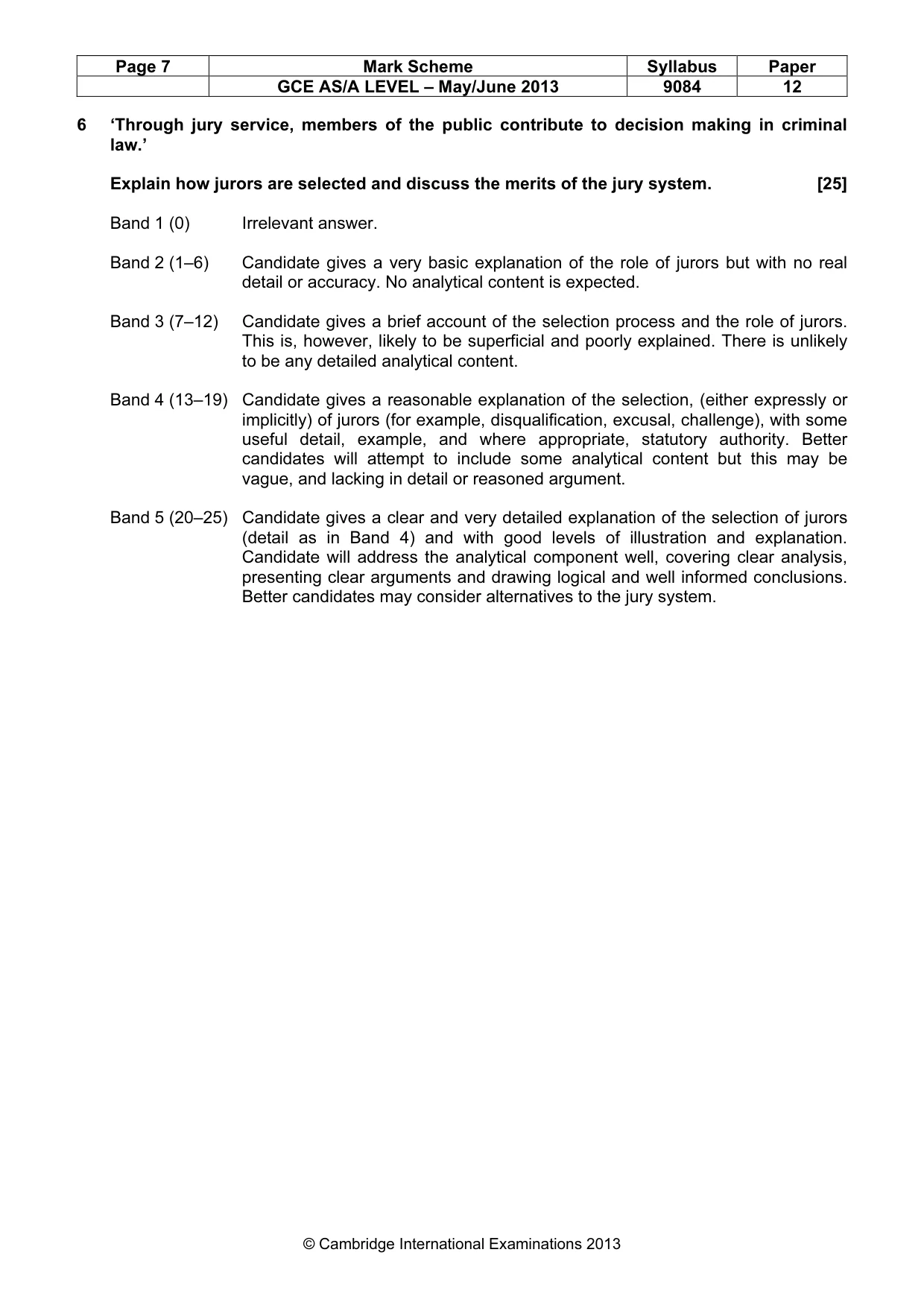 Mark scheme, page 7 of 7