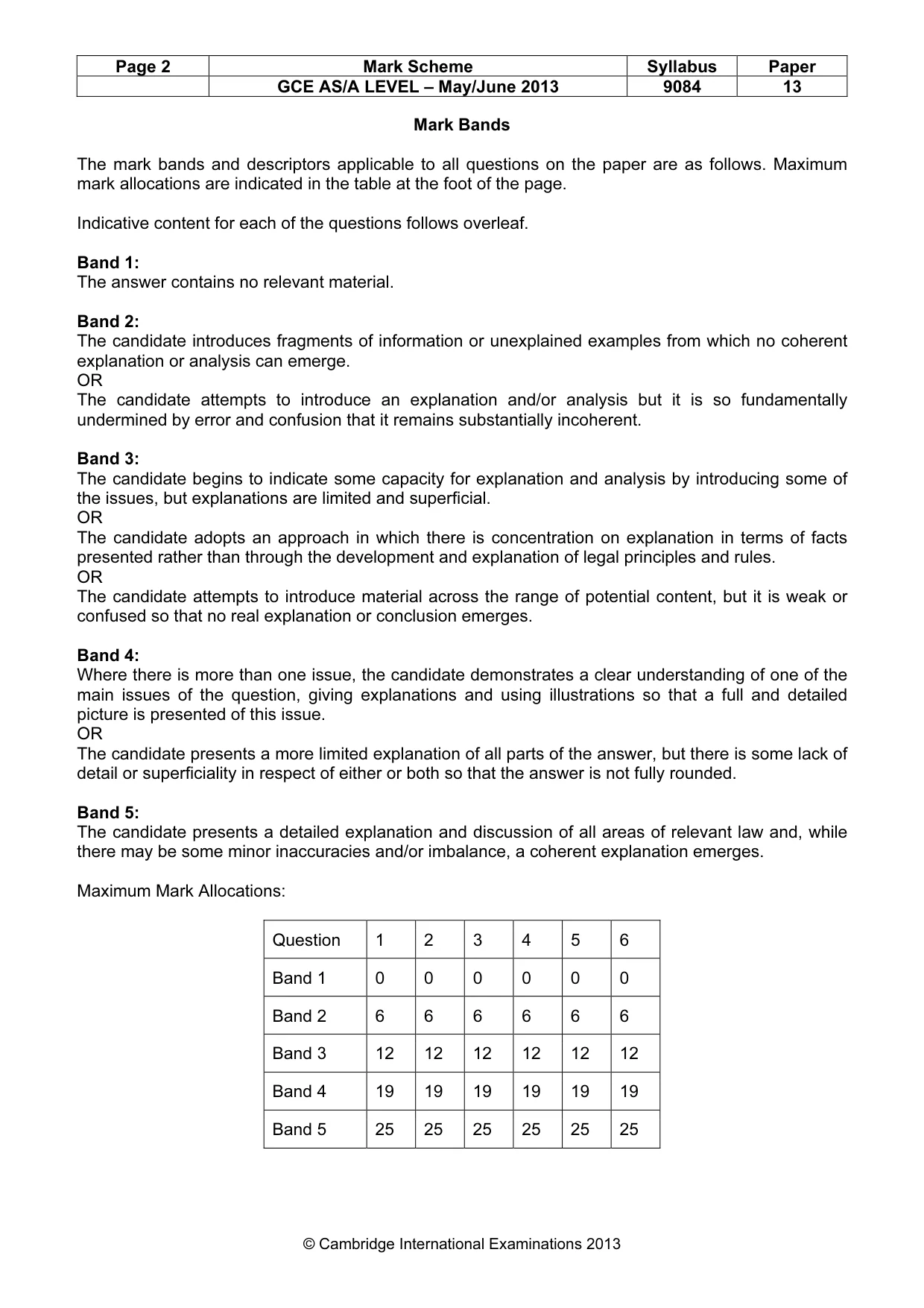 Mark scheme, page 2 of 6