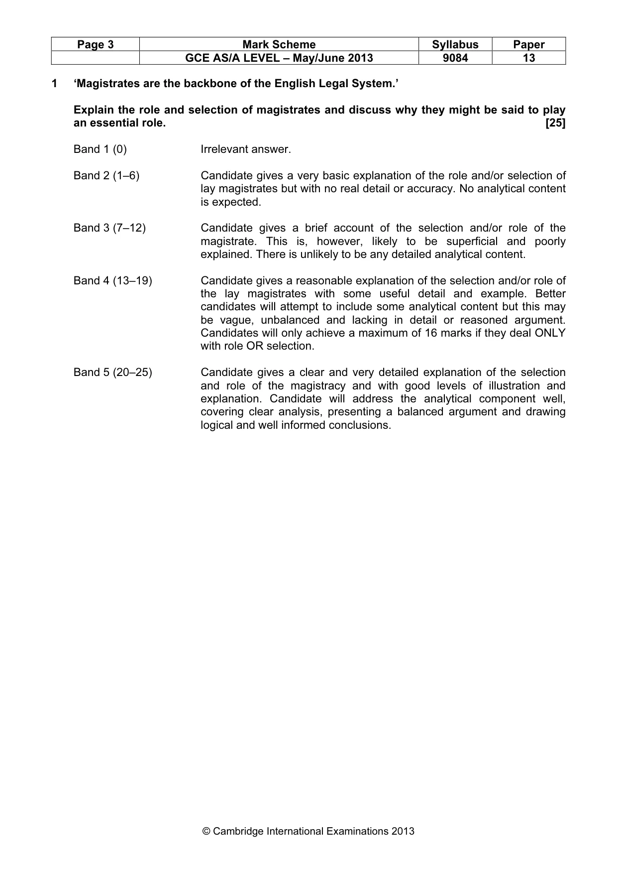 Mark scheme, page 3 of 6