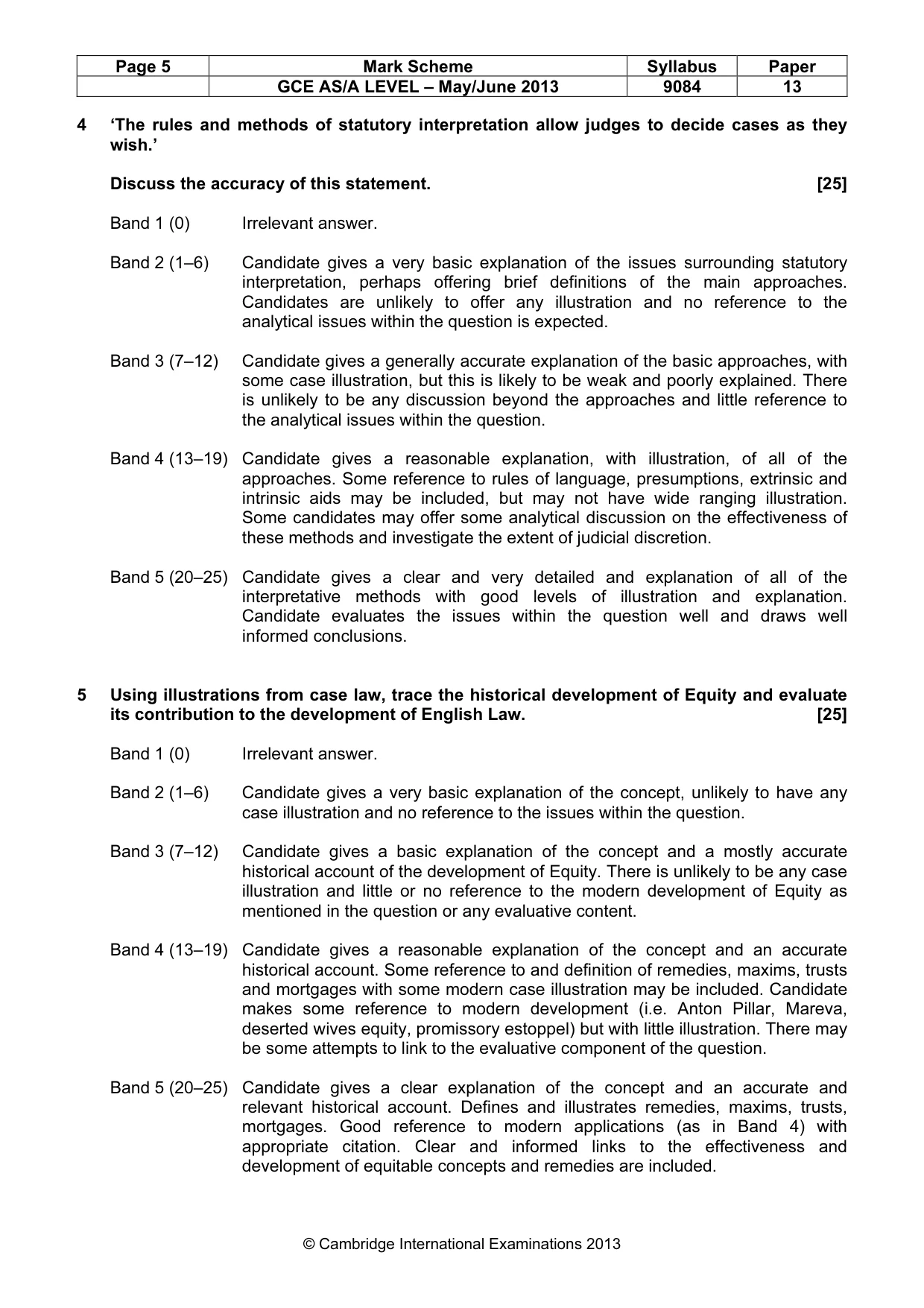 Mark scheme, page 5 of 6