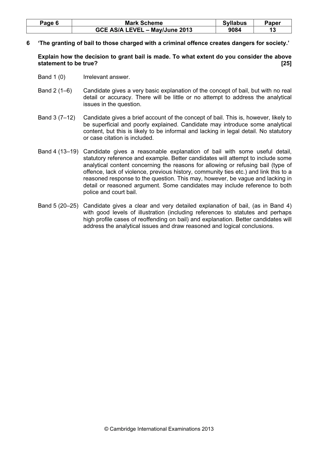 Mark scheme, page 6 of 6