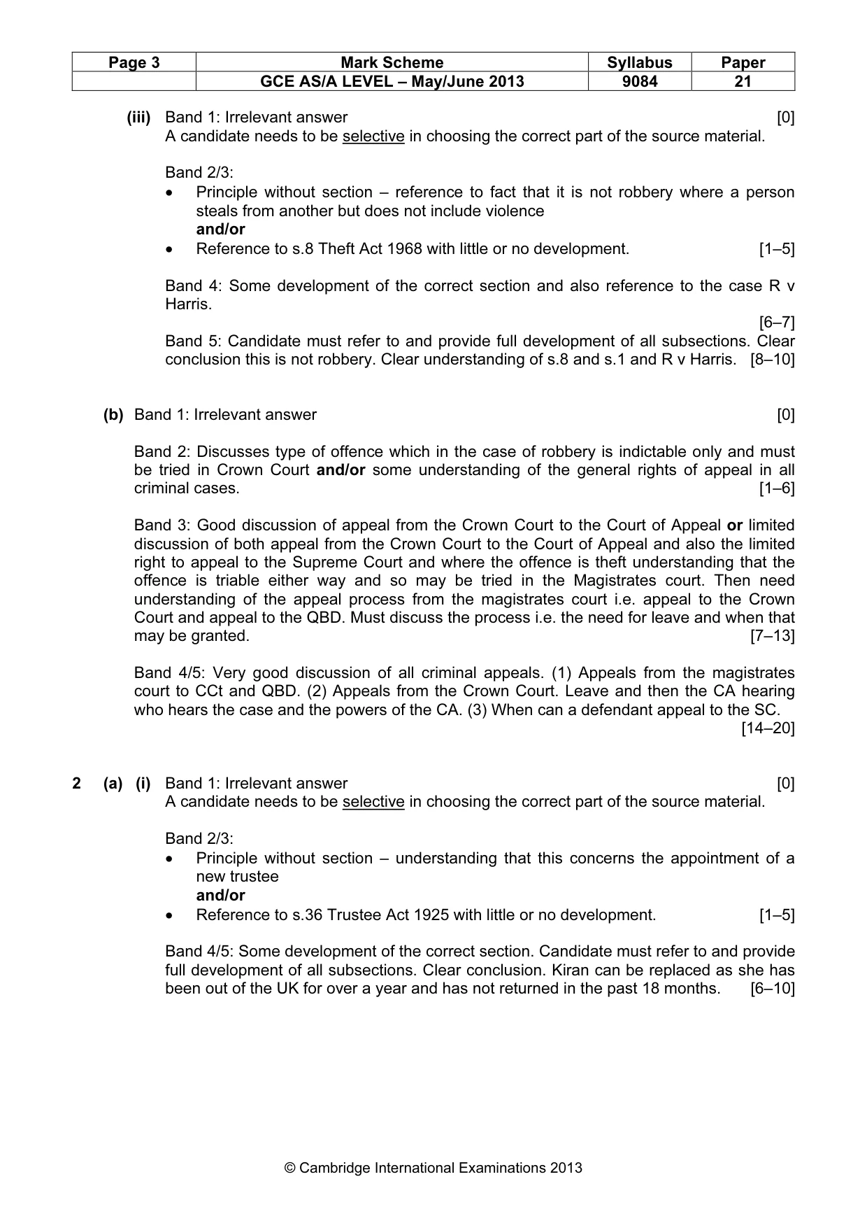 Mark scheme, page 3 of 4