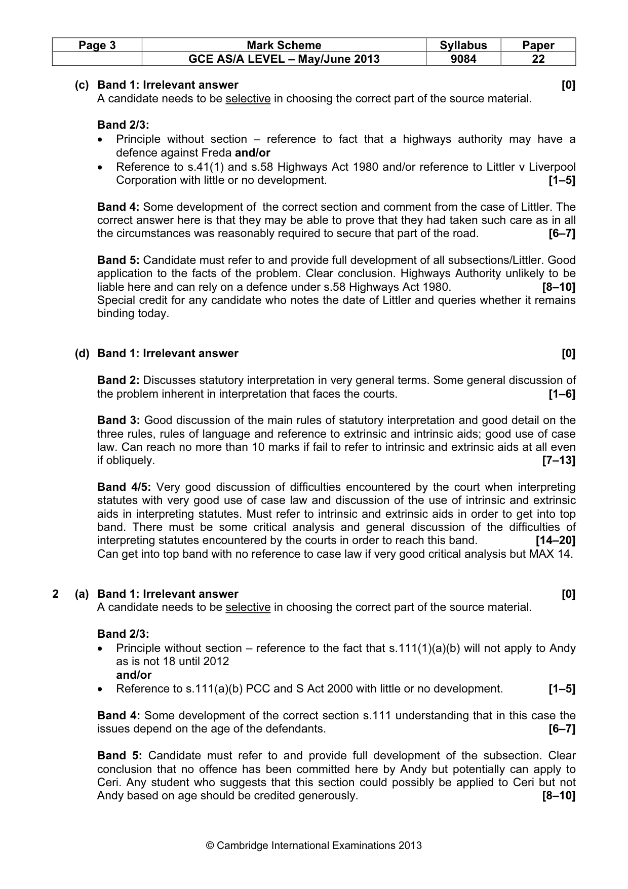 Mark scheme, page 3 of 5