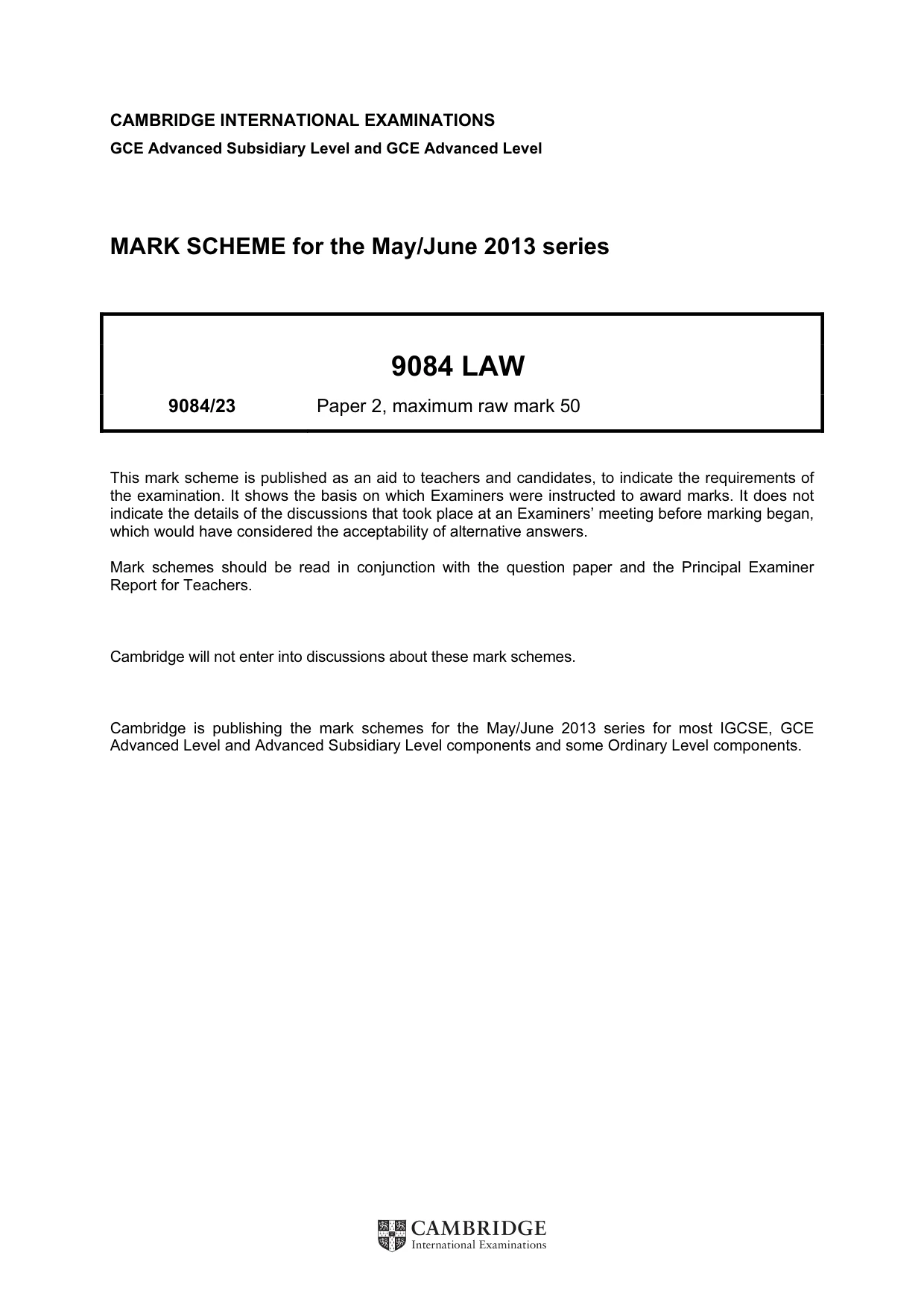 Mark scheme, page 1 of 5