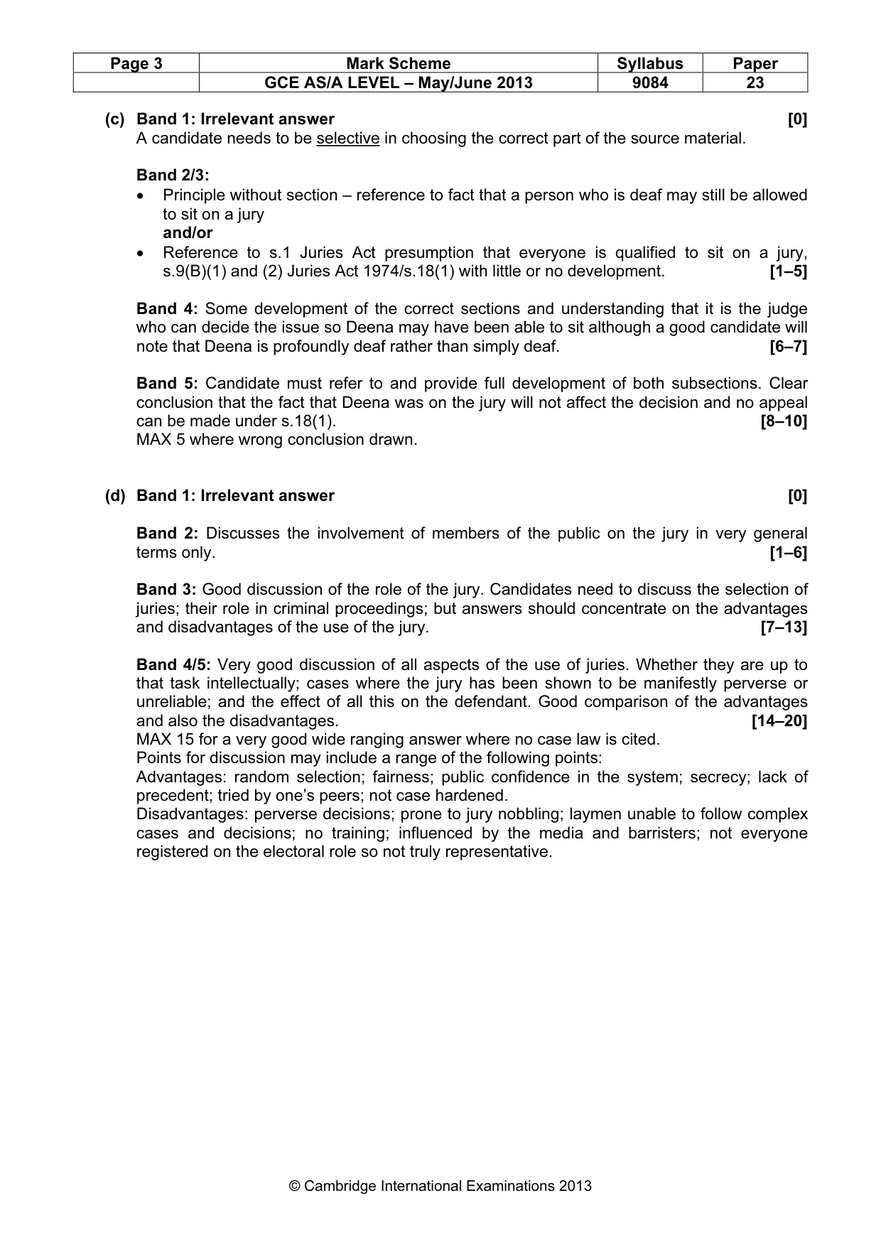 Mark scheme, page 3 of 5