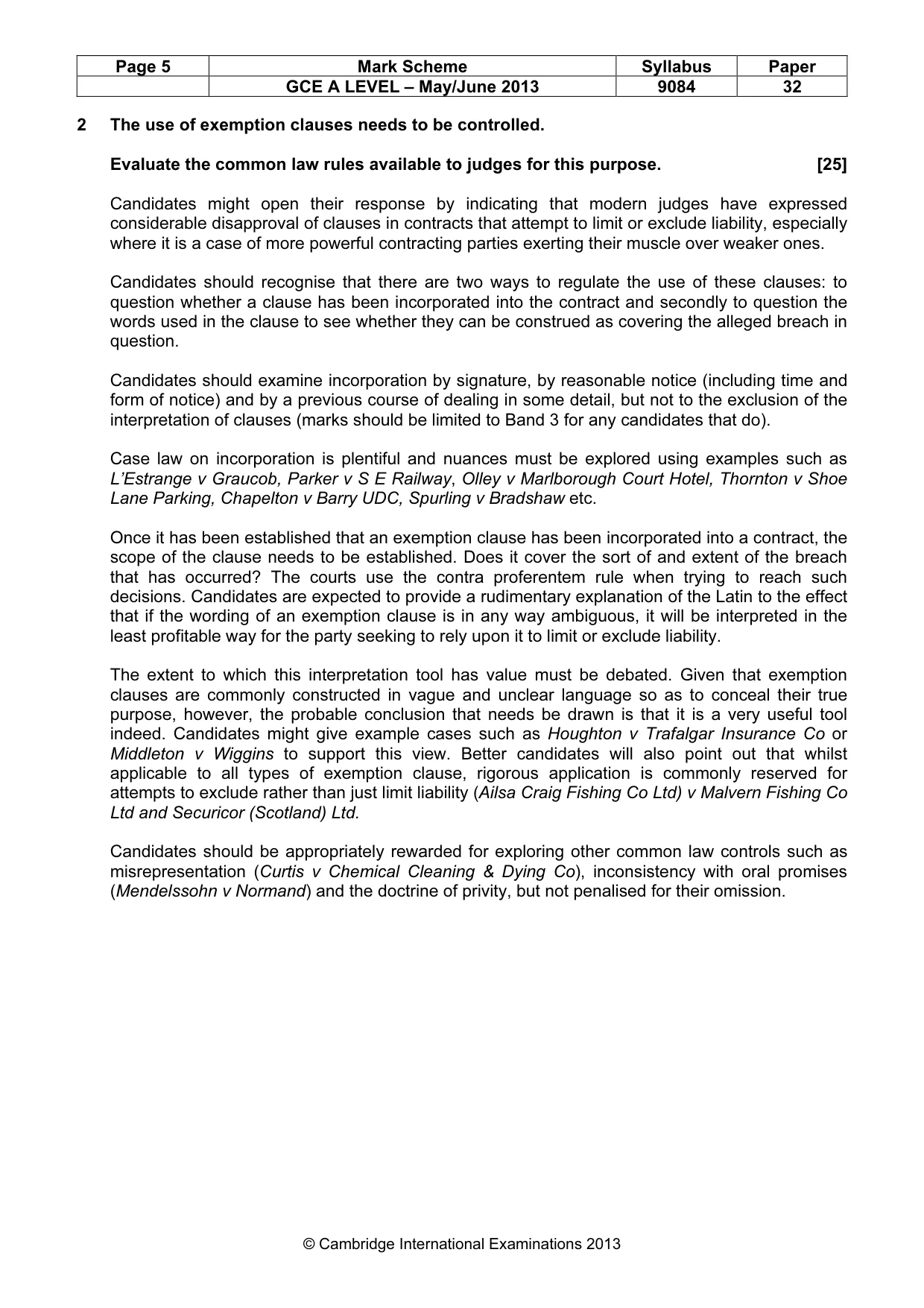 Mark scheme, page 5 of 9