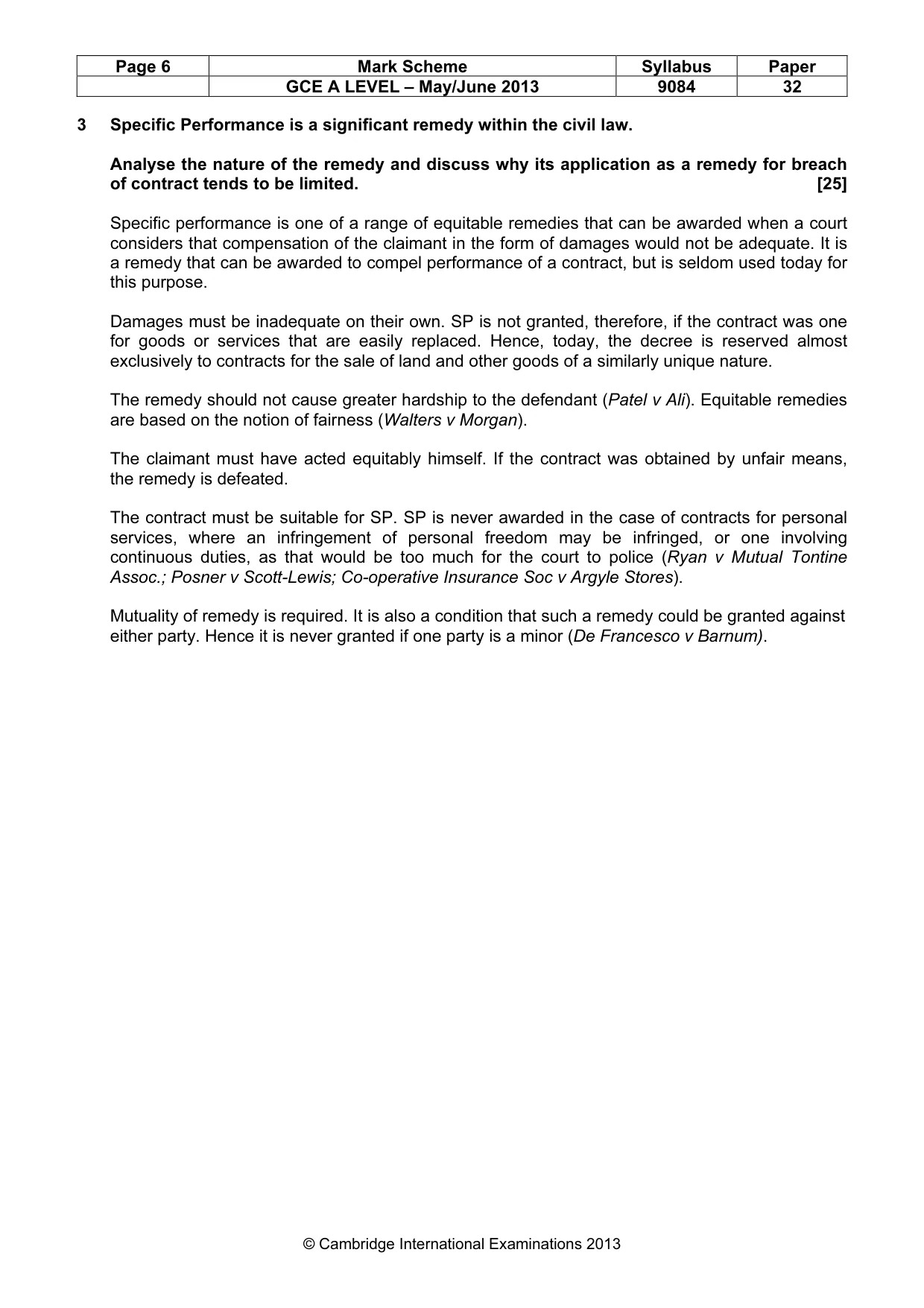 Mark scheme, page 6 of 9