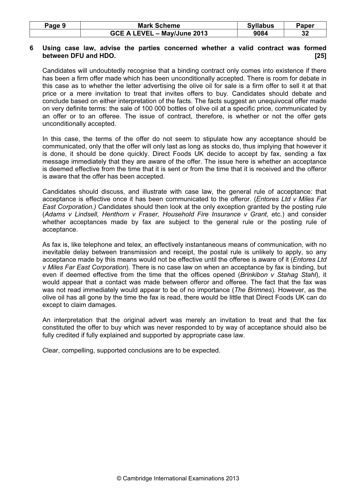 Mark scheme, page 9 of 9
