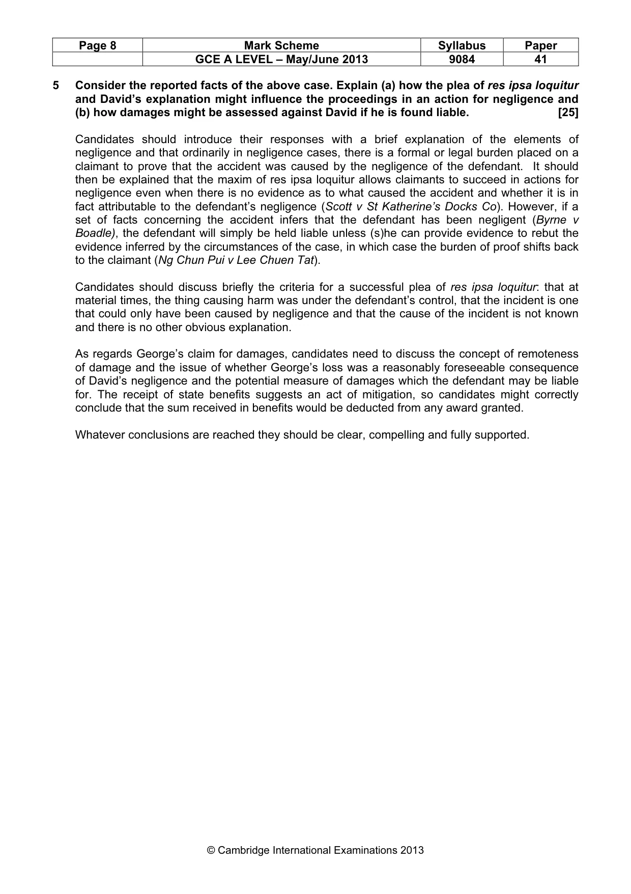 Mark scheme, page 8 of 9