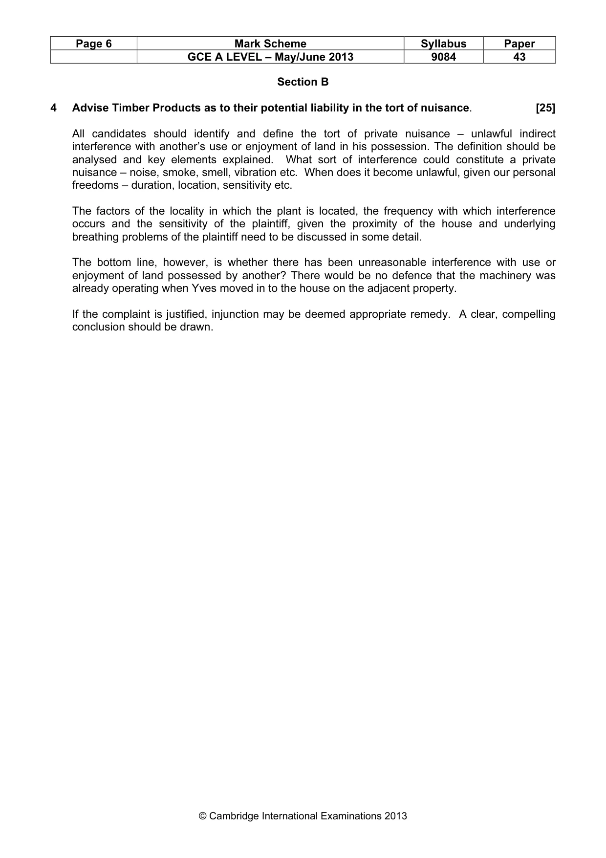 Mark scheme, page 6 of 8