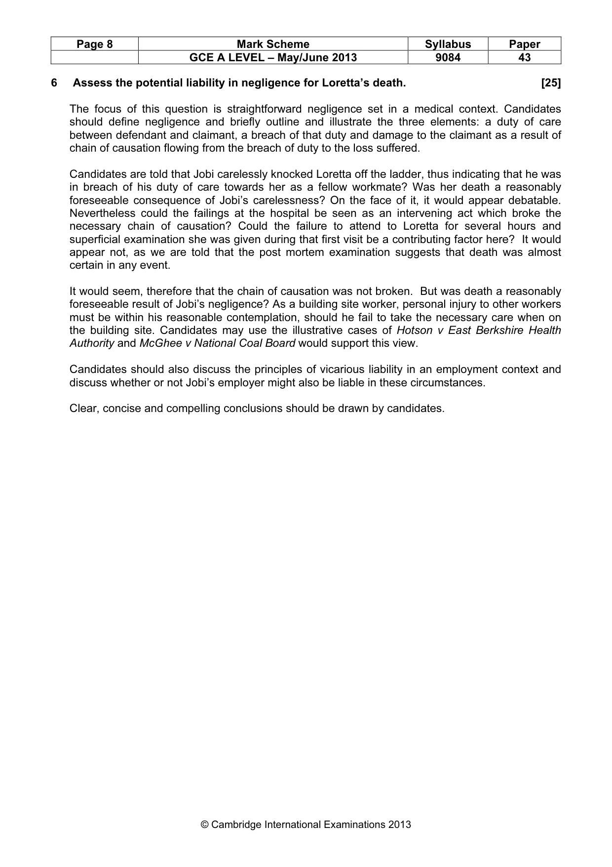 Mark scheme, page 8 of 8