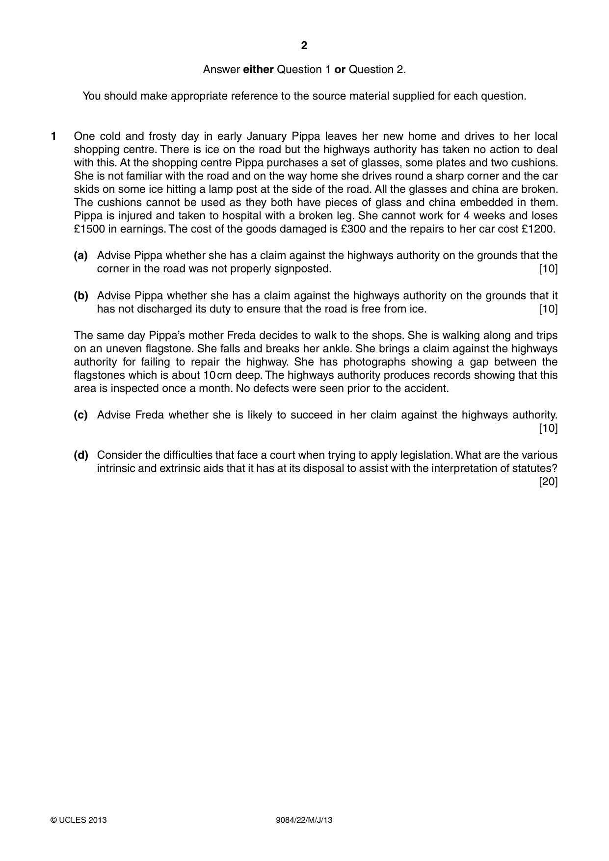 Cambridge A Level Law 9084 2013 May/June Paper 2 · Variant 2 question paper, page 2 of 4