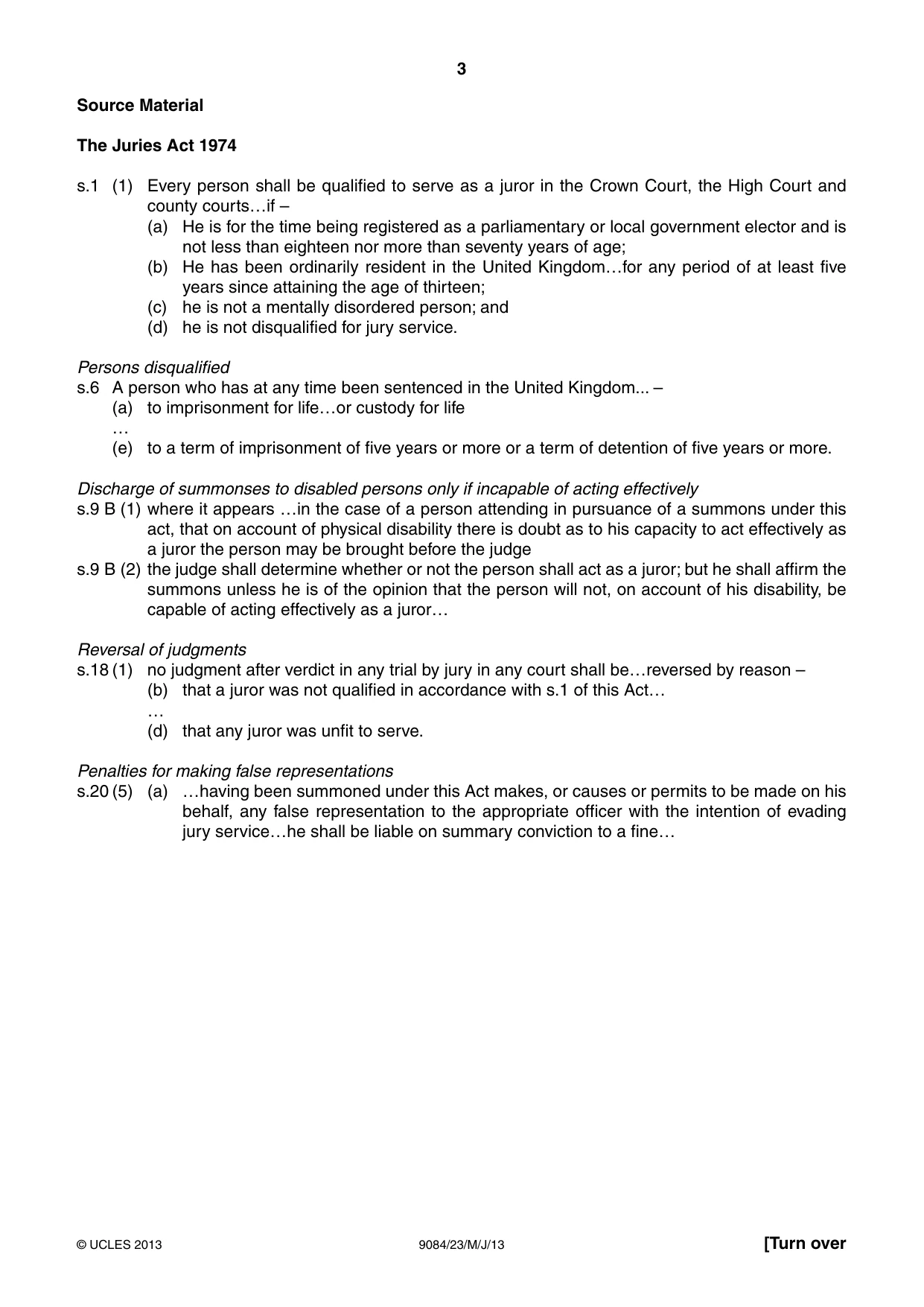 Cambridge A Level Law 9084 2013 May/June Paper 2 · Variant 3 question paper, page 3 of 8