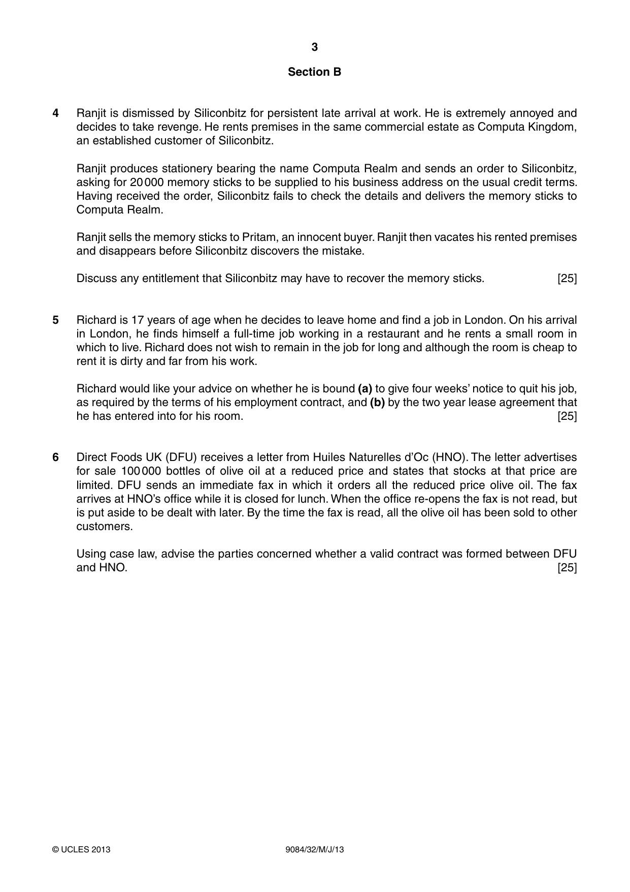Cambridge A Level Law 9084 2013 May/June Paper 3 · Variant 2 question paper, page 3 of 4