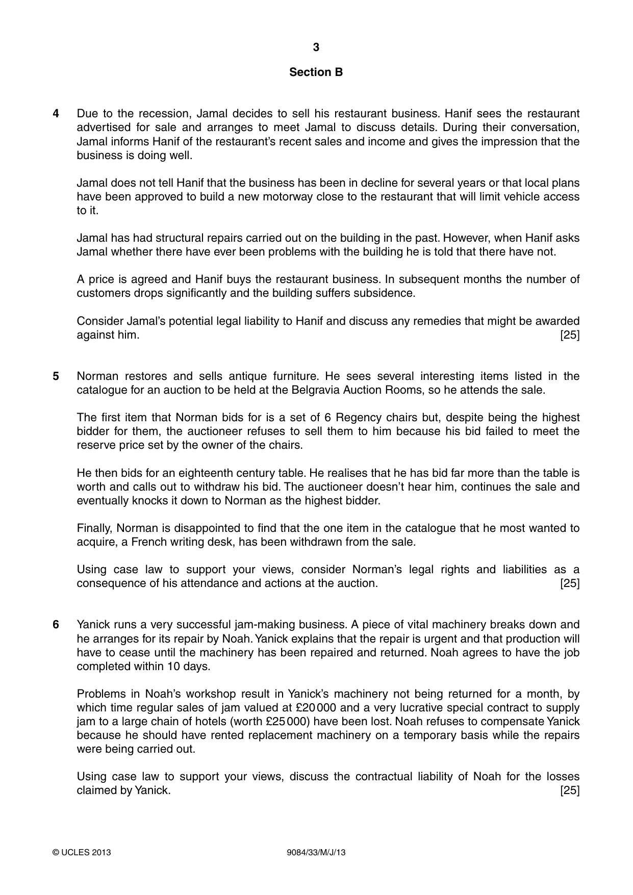 Cambridge A Level Law 9084 2013 May/June Paper 3 · Variant 3 question paper, page 3 of 4