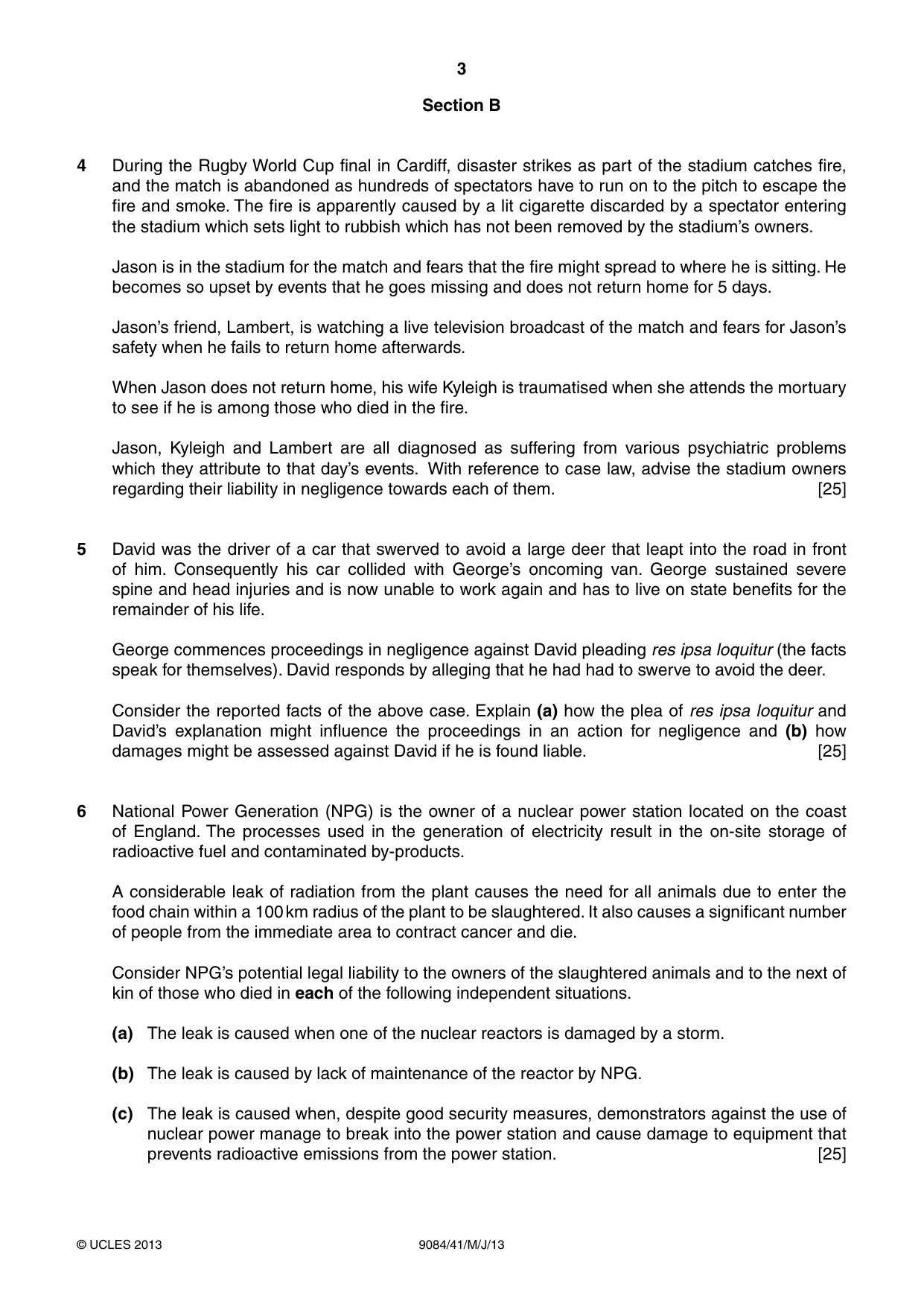 Cambridge A Level Law 9084 2013 May/June Paper 4 · Variant 1 question paper, page 3 of 4
