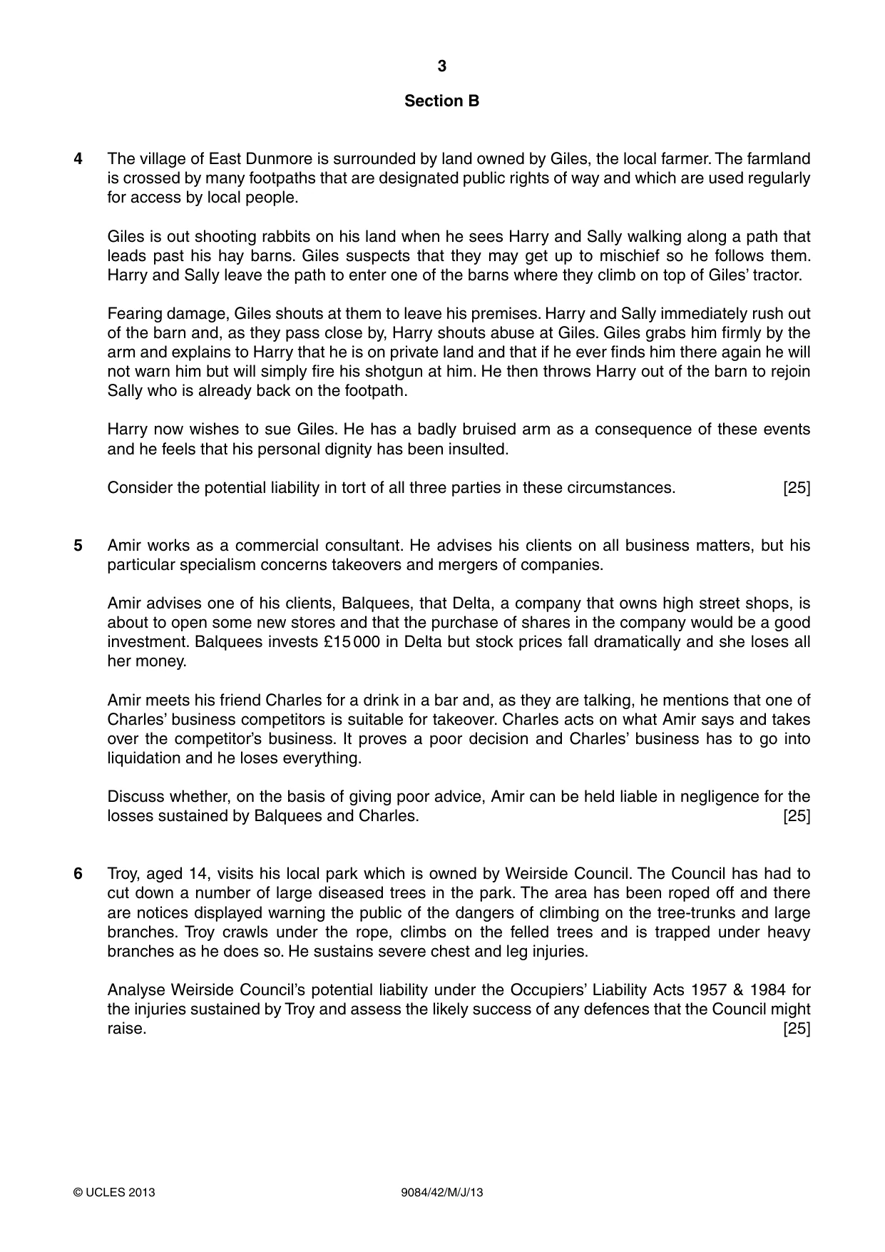 Cambridge A Level Law 9084 2013 May/June Paper 4 · Variant 2 question paper, page 3 of 4
