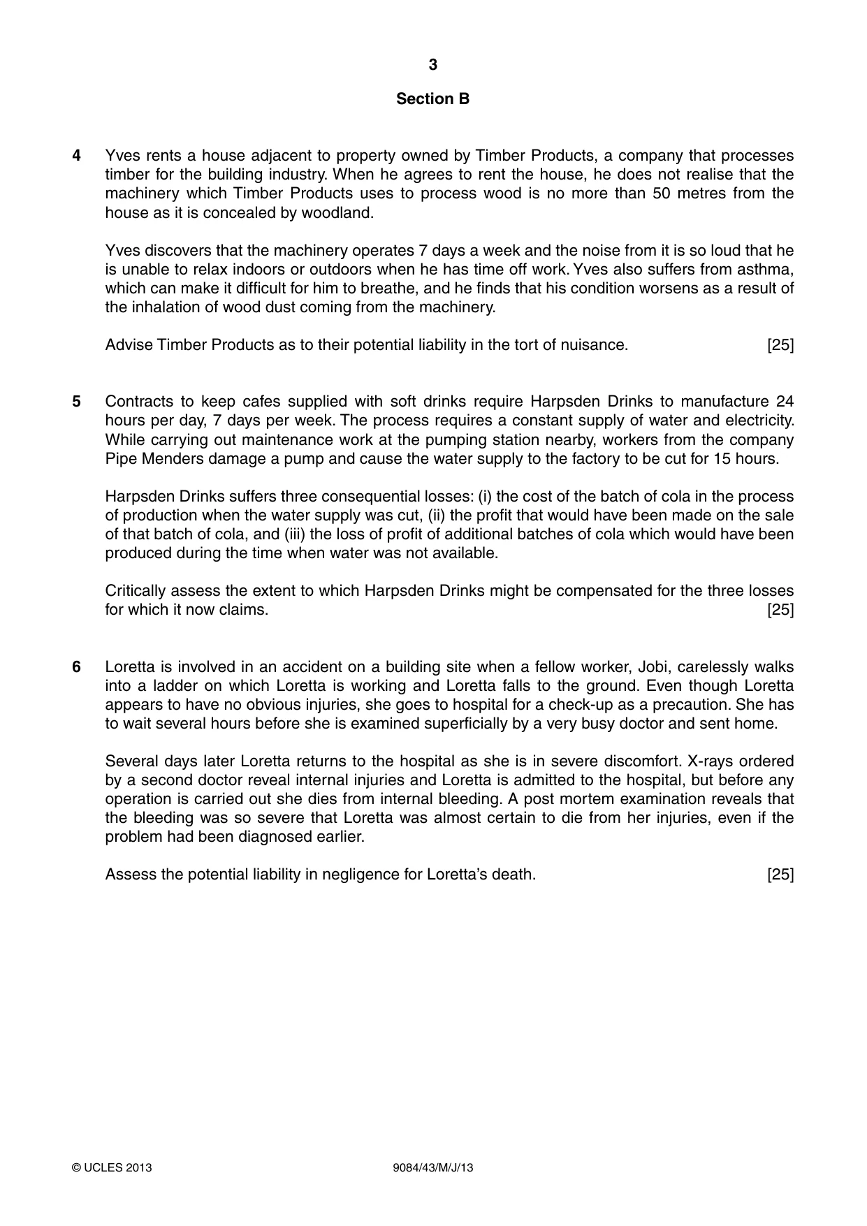 Cambridge A Level Law 9084 2013 May/June Paper 4 · Variant 3 question paper, page 3 of 4