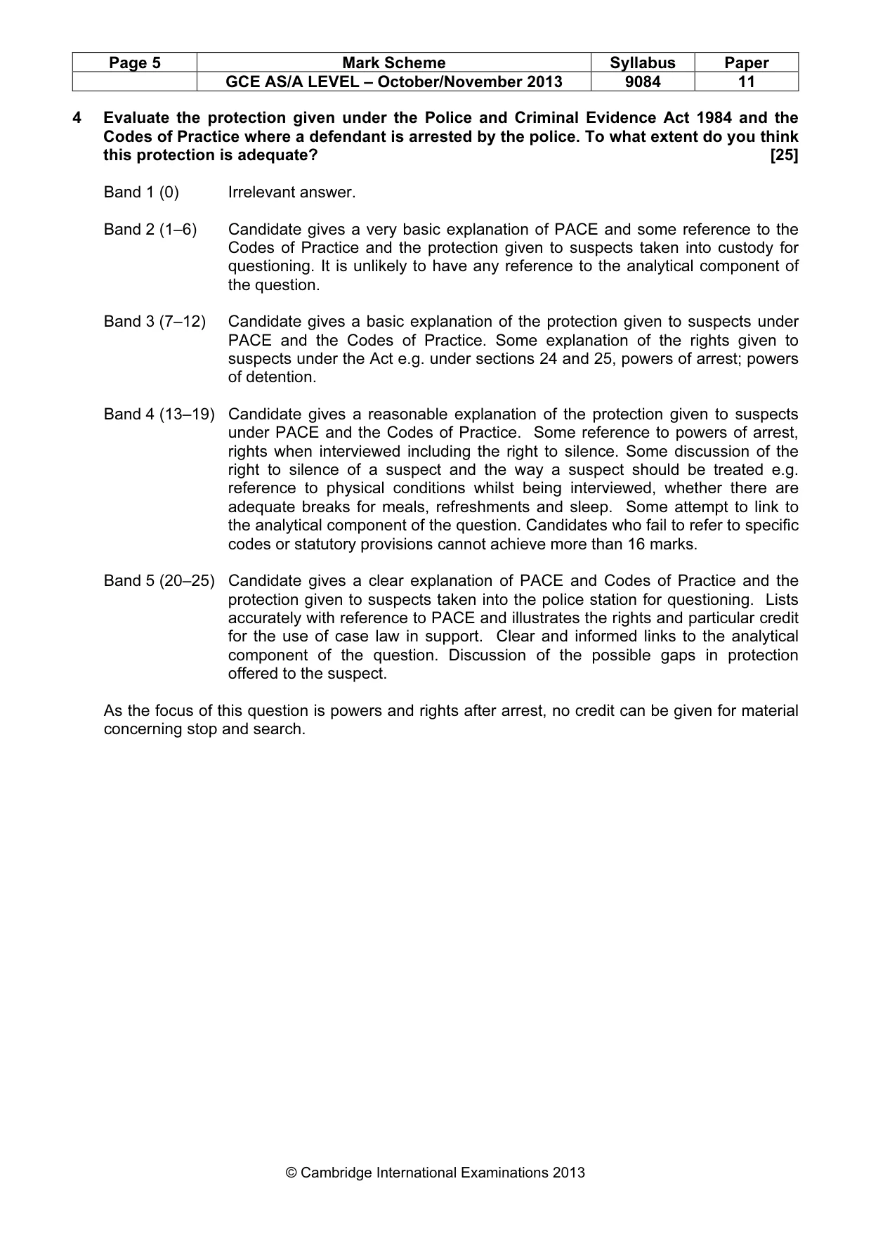 Mark scheme, page 5 of 7