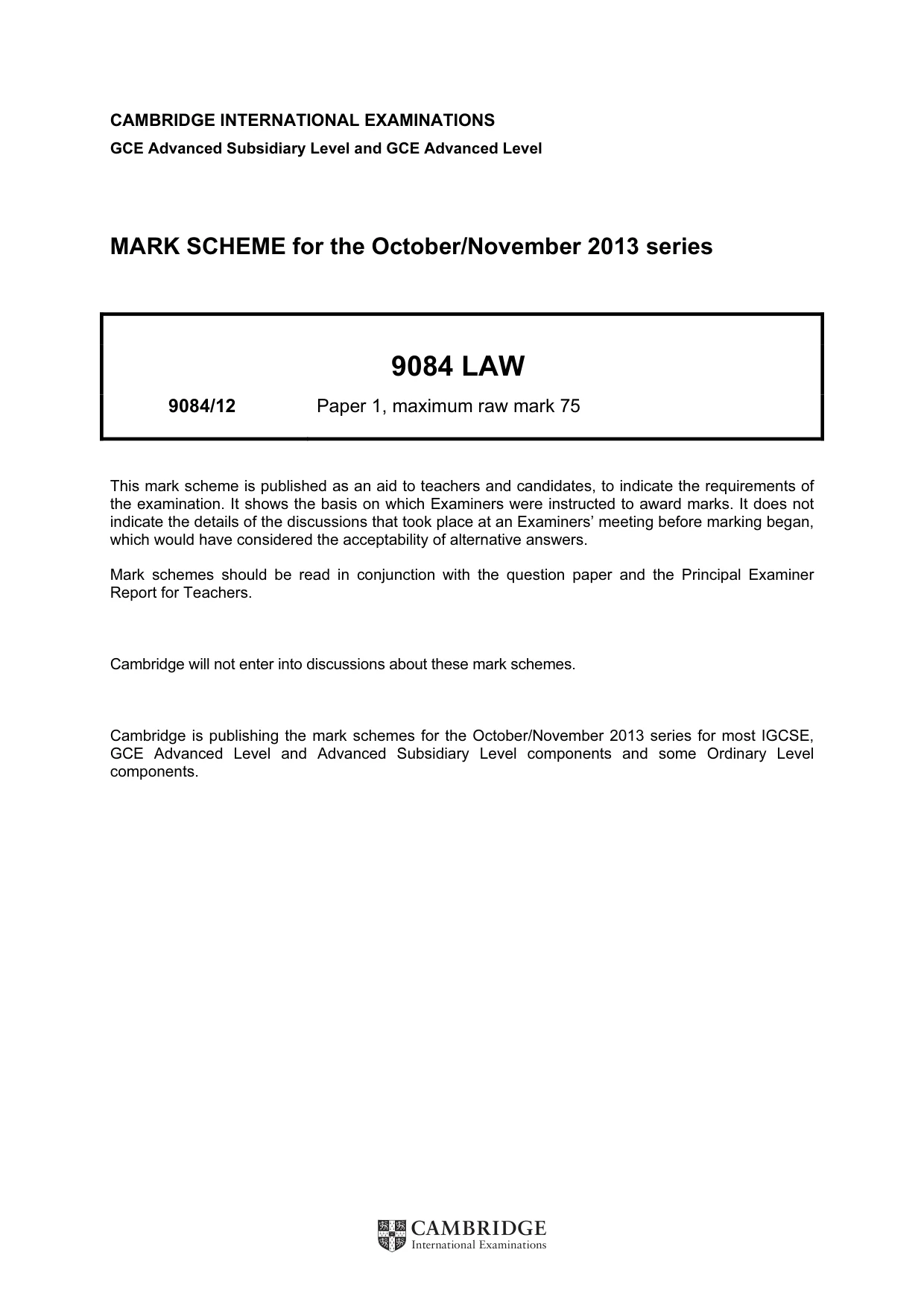 Mark scheme, page 1 of 5