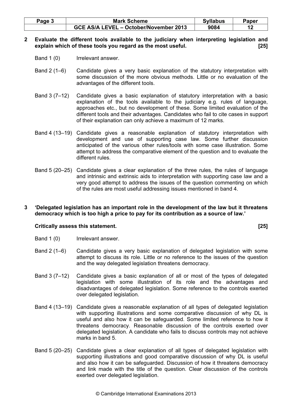 Mark scheme, page 3 of 5